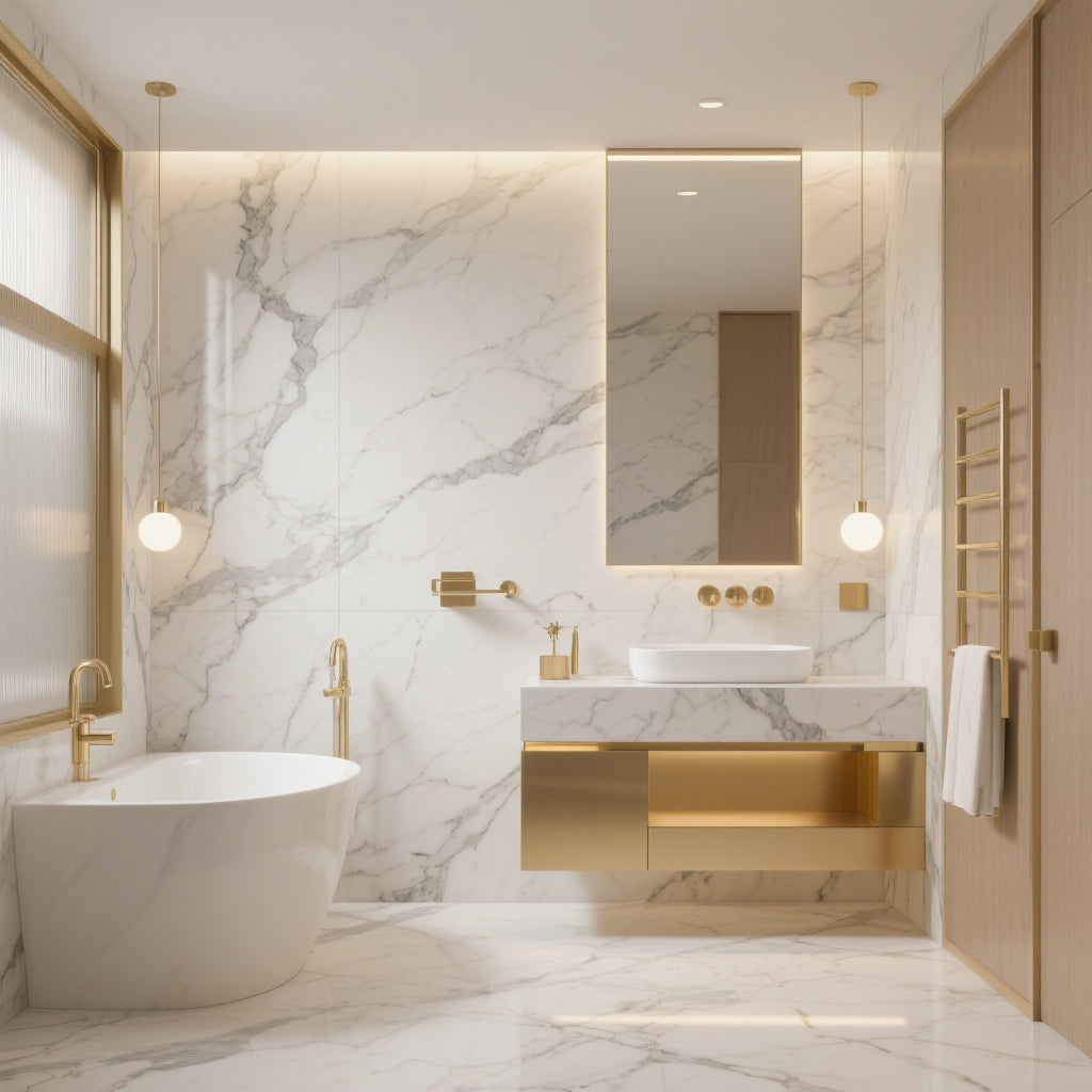 2025 Bathroom Design Trends: The Perfect Fusion of Light Luxury Marble and Vintage Brass