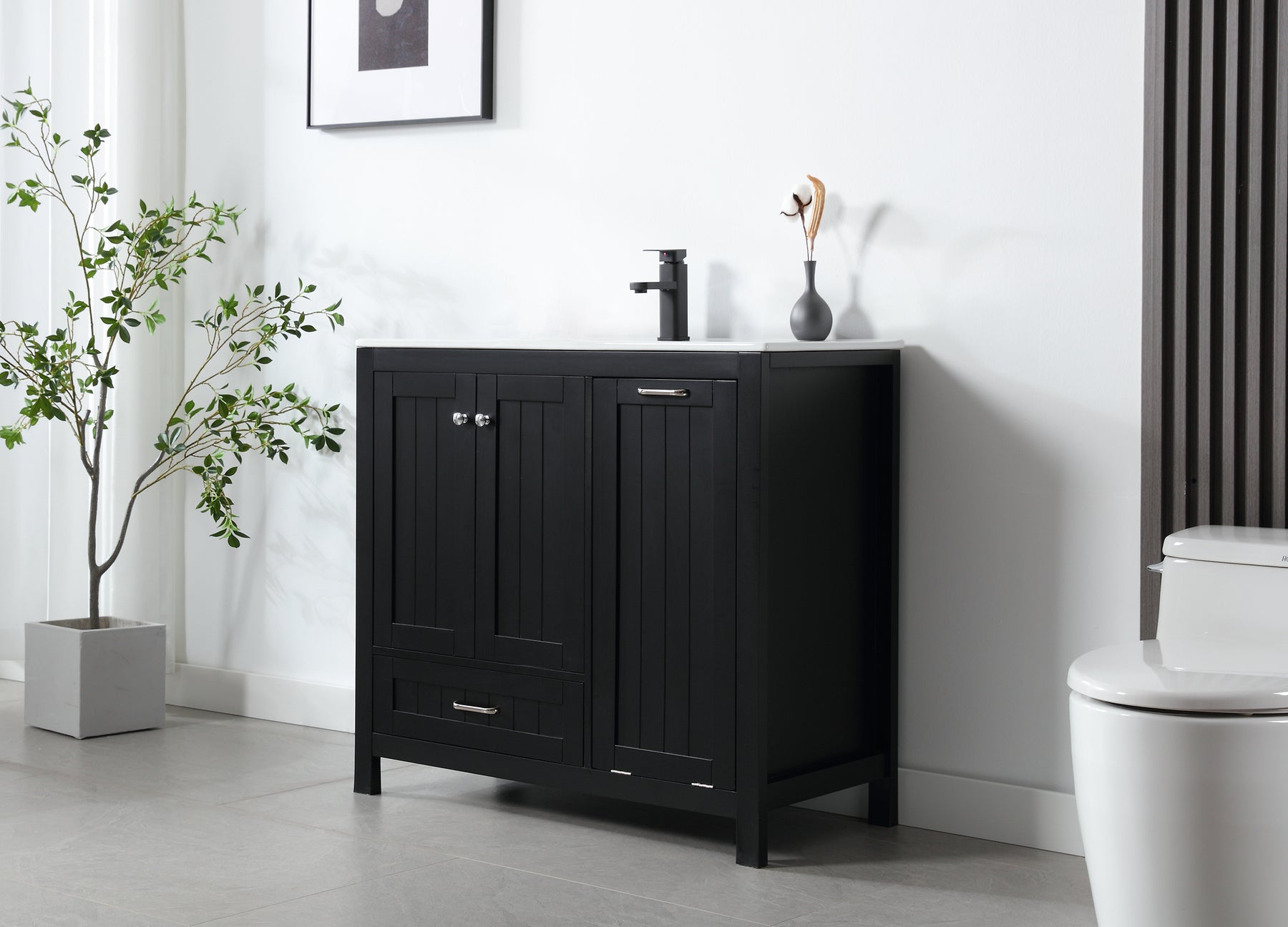 eclife 36" Bathroom Vanity Sink Combo with Laundry Hamper Cabinet