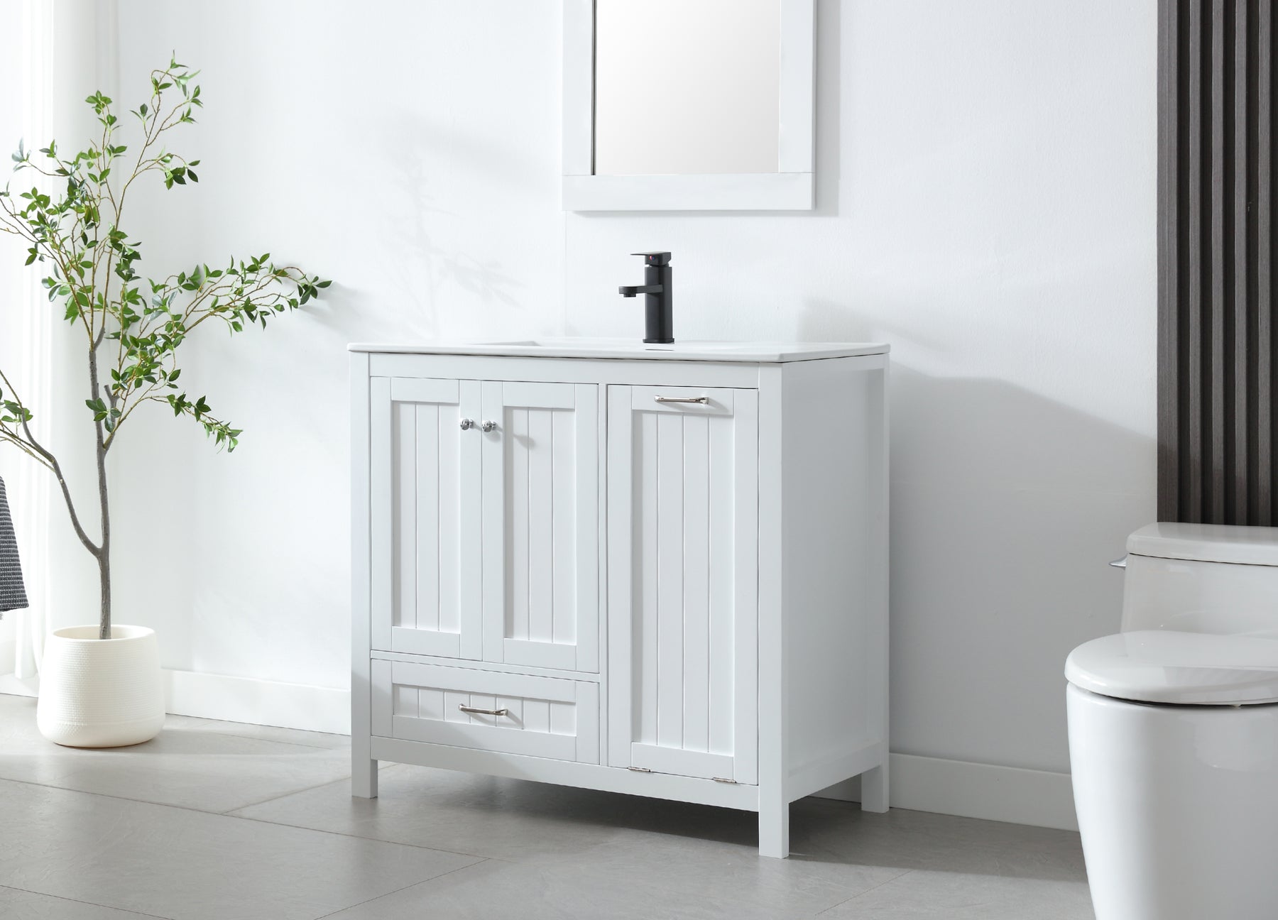 eclife 36" Bathroom Vanity Sink Combo with Laundry Hamper Cabinet