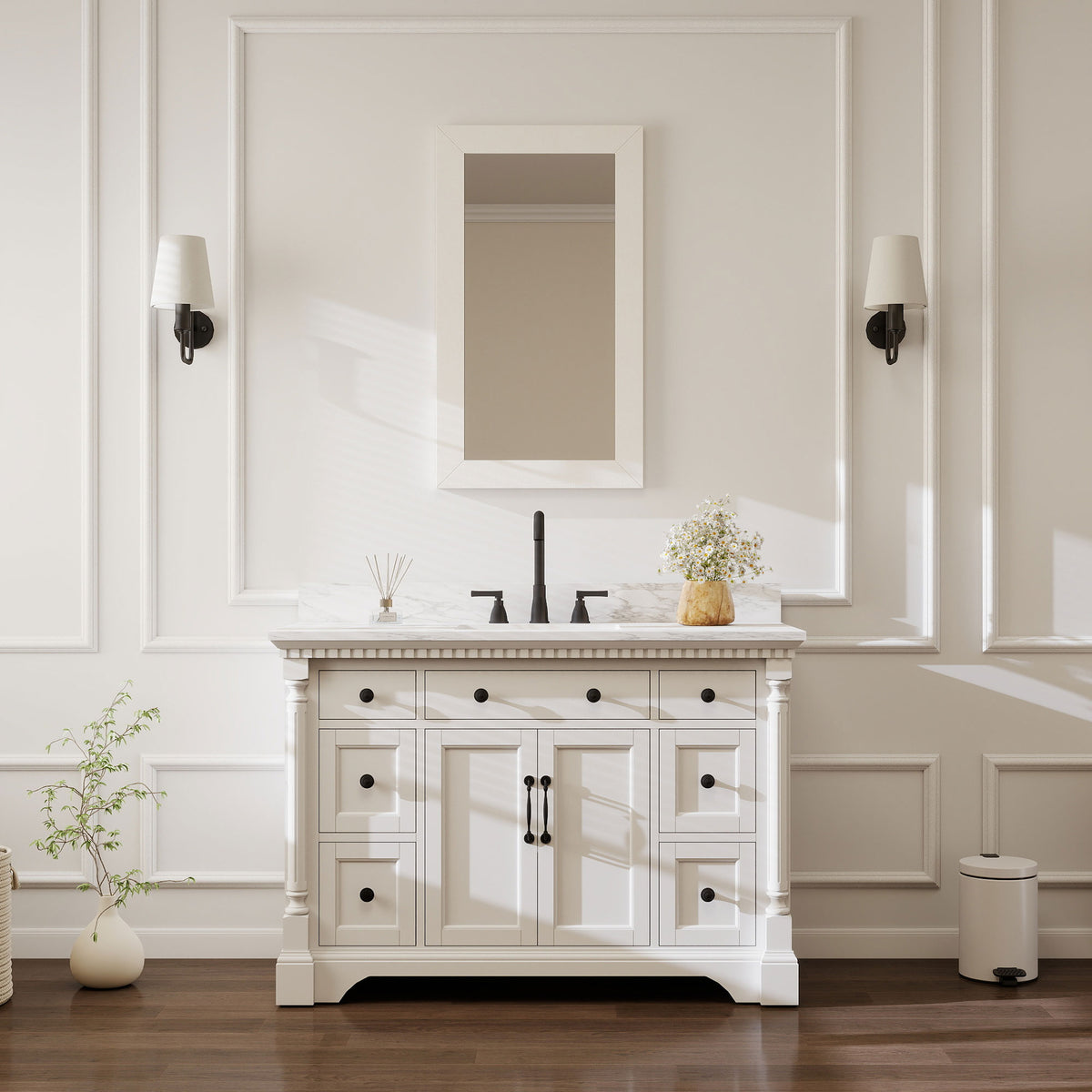 Acro 48" Freestanding Single Vanity Cabinets with Arch Feet