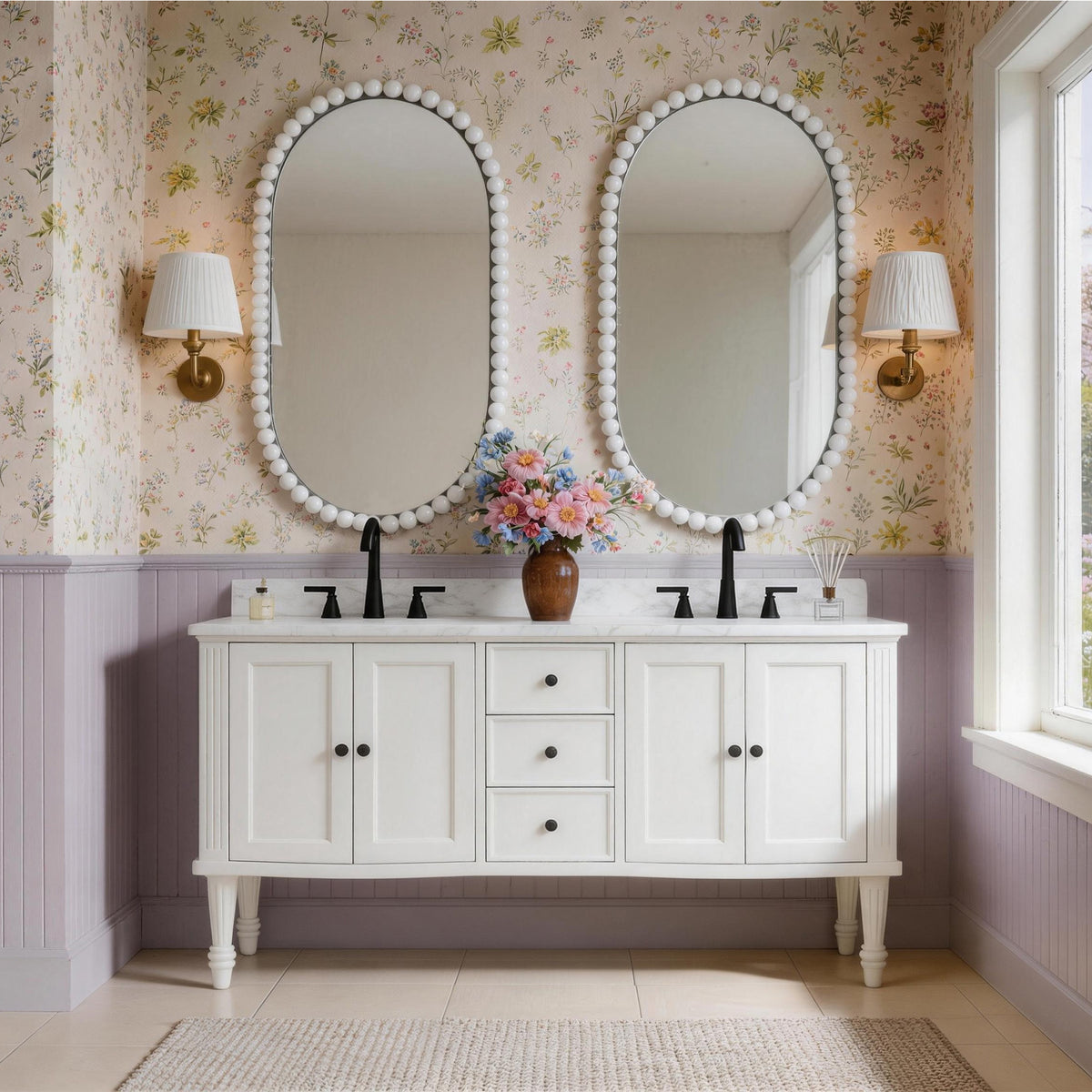Elara 60" Freestanding Double Vanity Cabinets with Solid Wood Legs