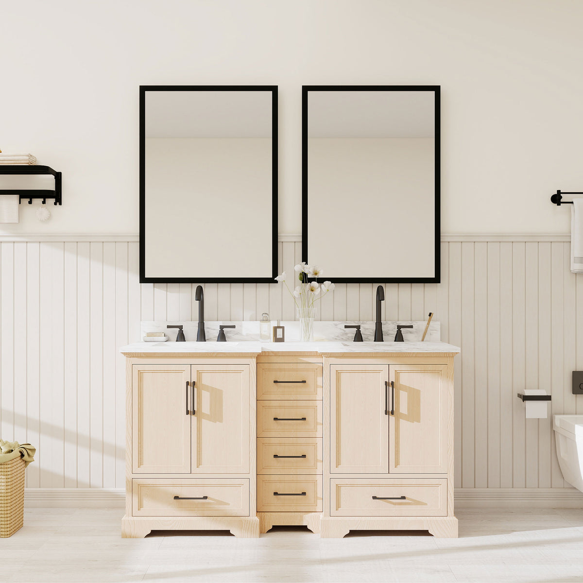 Nobilis 60" Freestanding Double Vanity Cabinets with Symmetrical Layout