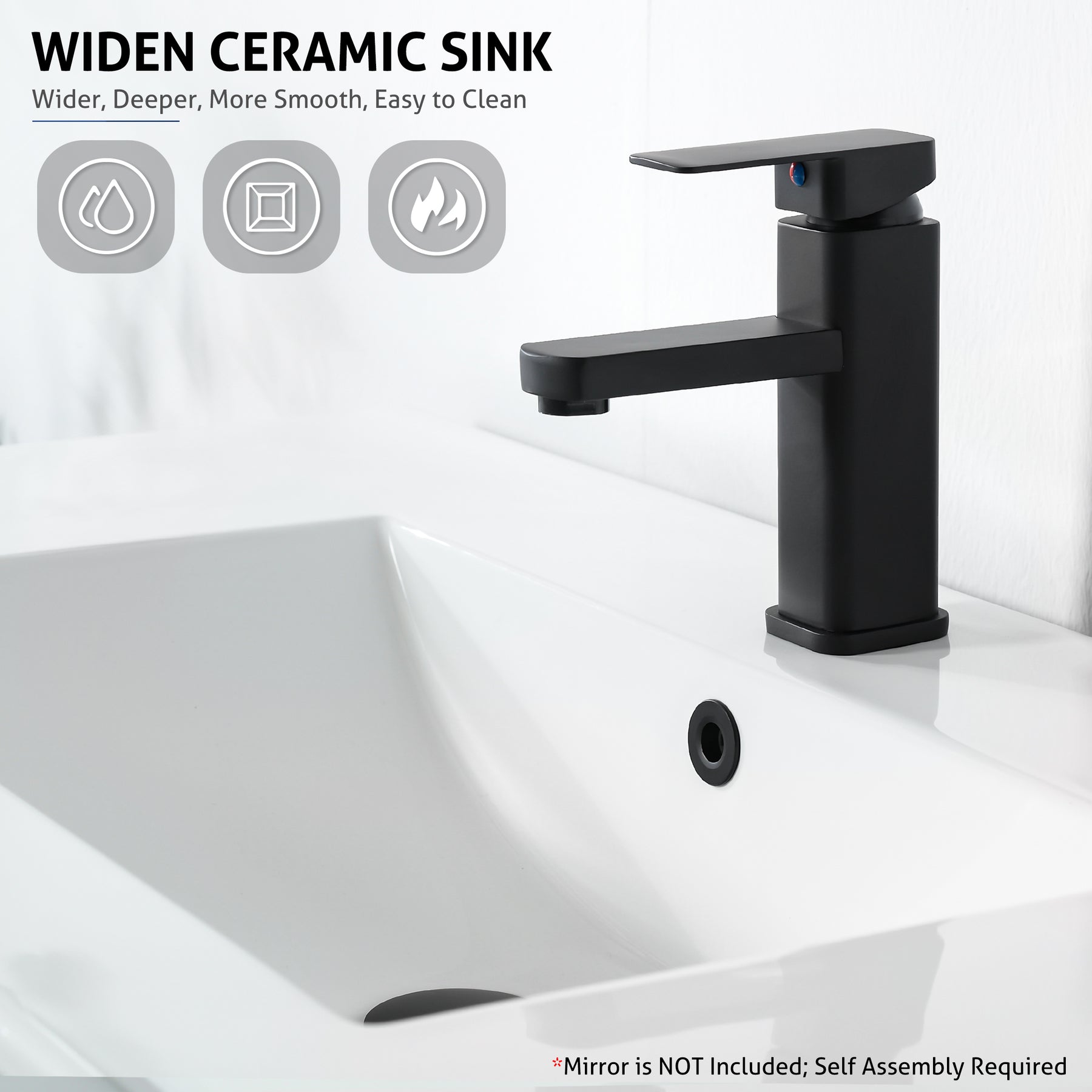 eclife 36" Bathroom Vanity Sink Combo with Laundry Hamper Cabinet
