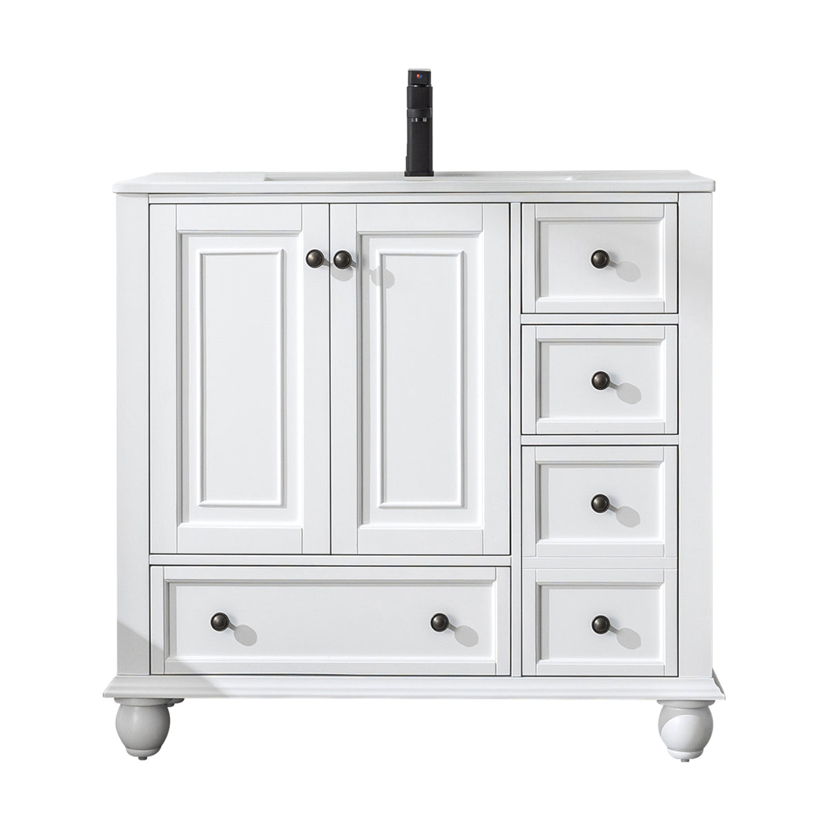 Retro 36" Freestanding Single Vanity Cabinets with Gourd-shaped Feet