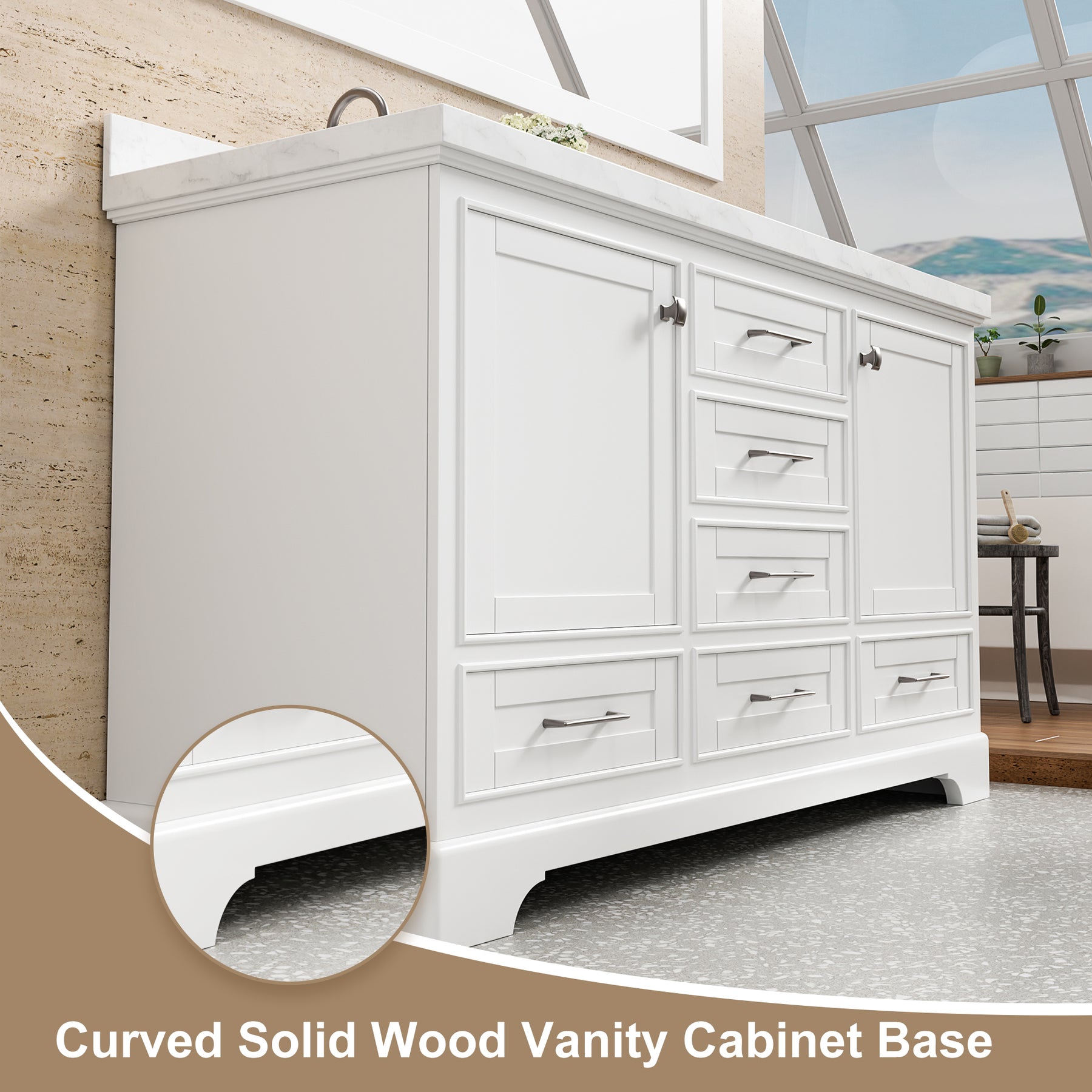 Luxurious 60'' Fully Assembled Bathroom Vanity with Dual Undermount Sink Combo
