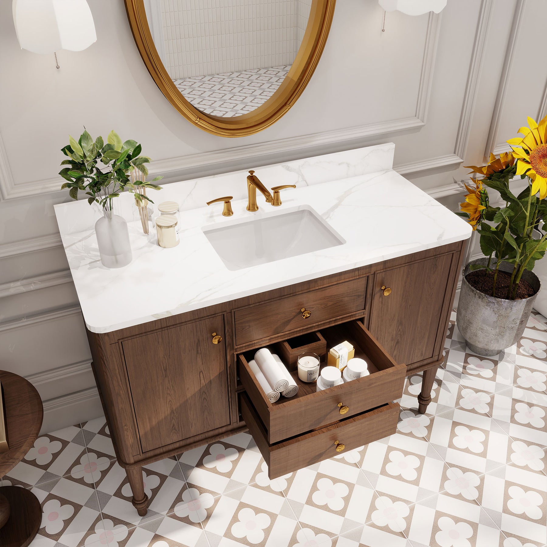 Verve 48" Freestanding Single Vanity Cabinets with Wall Mounted Options