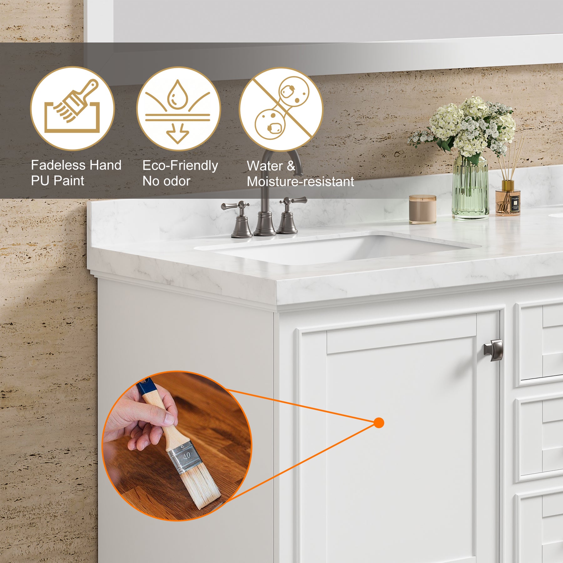 Luxurious 60'' Fully Assembled Bathroom Vanity with Dual Undermount Sink Combo