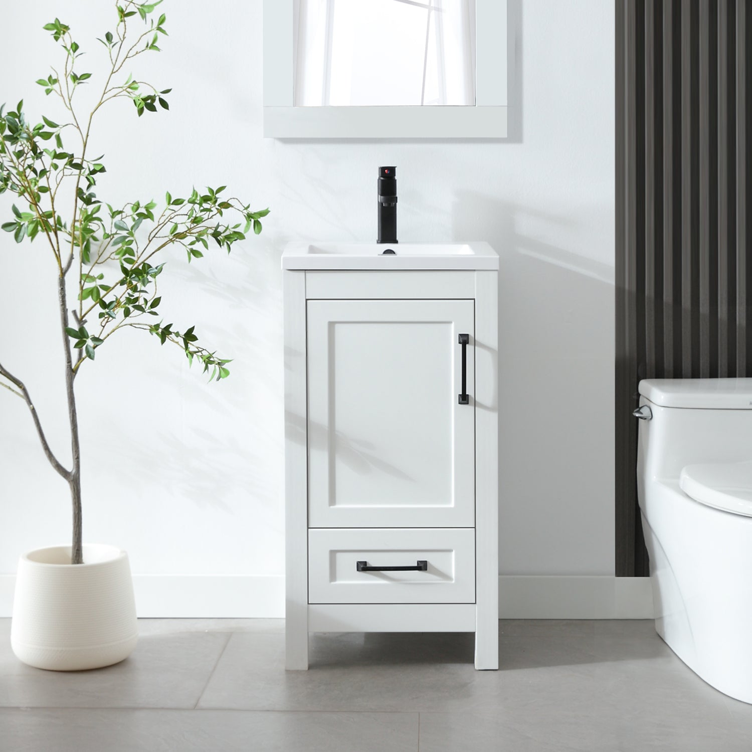 Modern 18" Freestanding Bathroom Vanity Combo with Single Undermount Sink