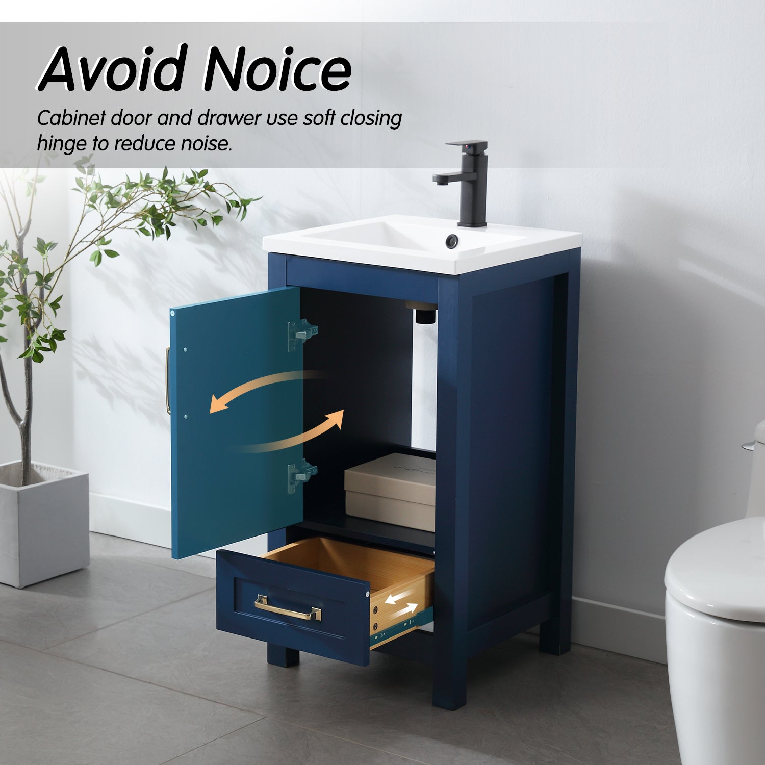 Modern 18" Freestanding Bathroom Vanity Combo with Single Undermount Sink