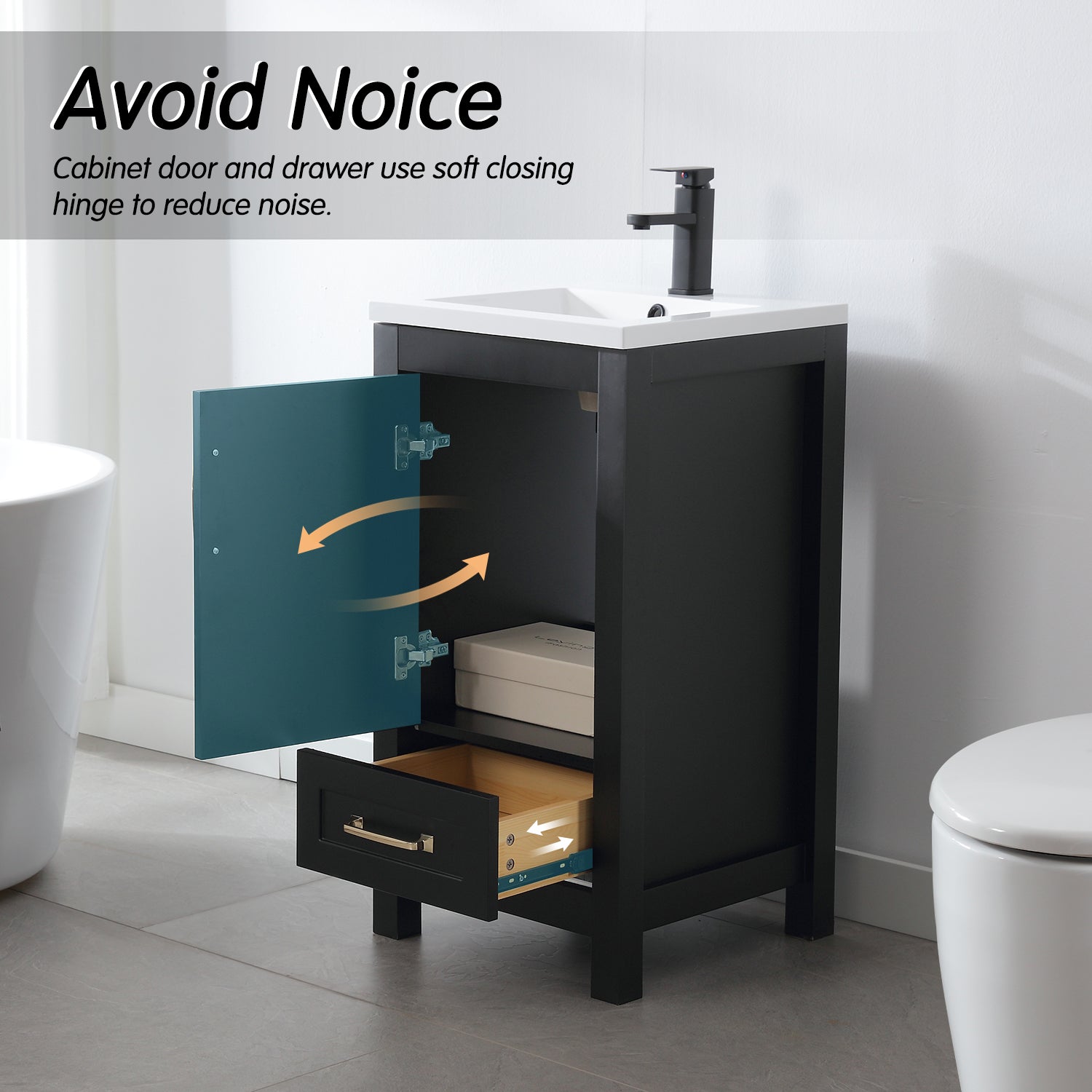 Modern 18" Freestanding Bathroom Vanity Combo with Single Undermount Sink
