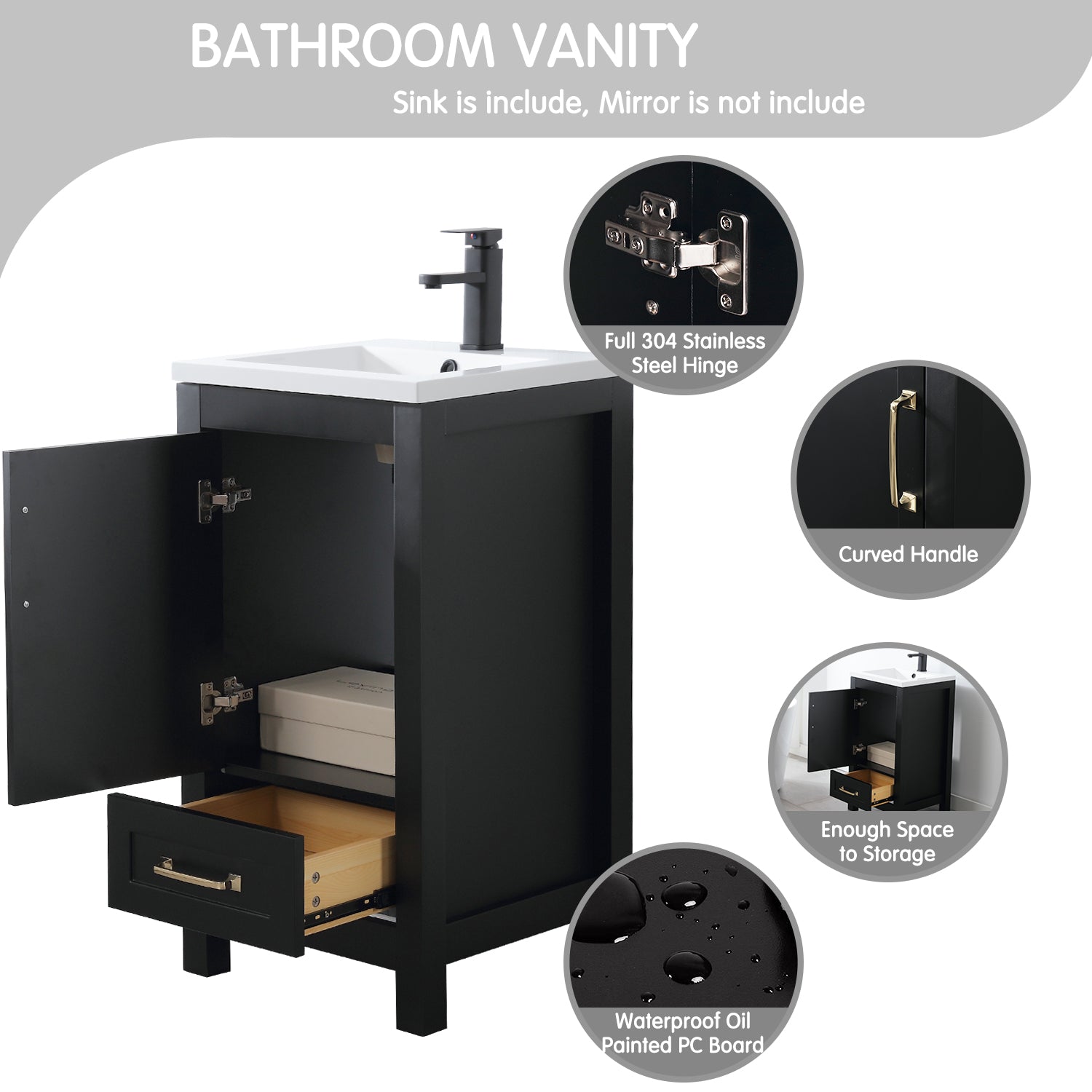 Modern 18" Freestanding Bathroom Vanity Combo with Single Undermount Sink