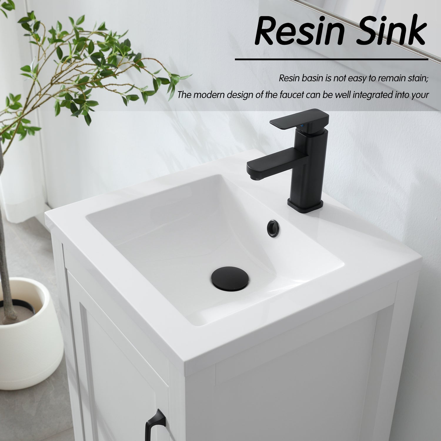 Modern 18" Freestanding Bathroom Vanity Combo with Single Undermount Sink