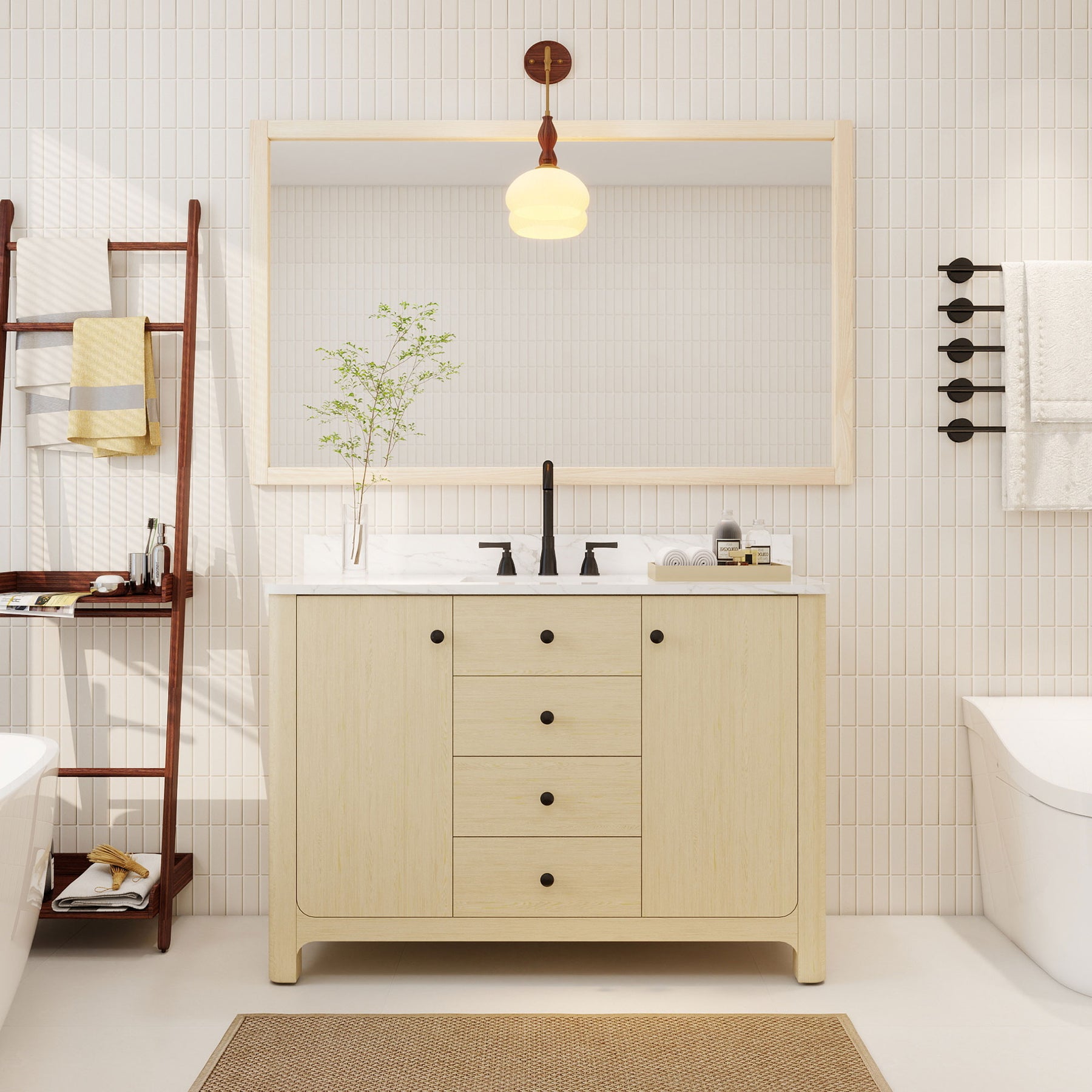 Canyon 48" Freestanding Single Vanity Cabinets with Curved Design