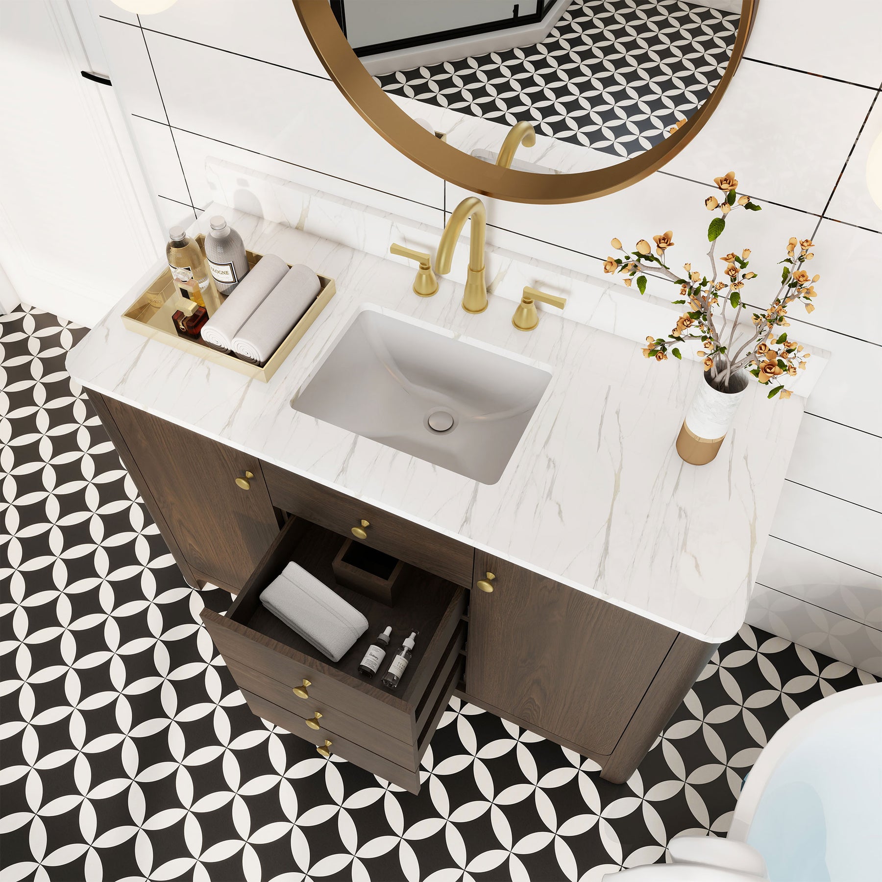 Canyon 48" Freestanding Single Vanity Cabinets with Curved Design