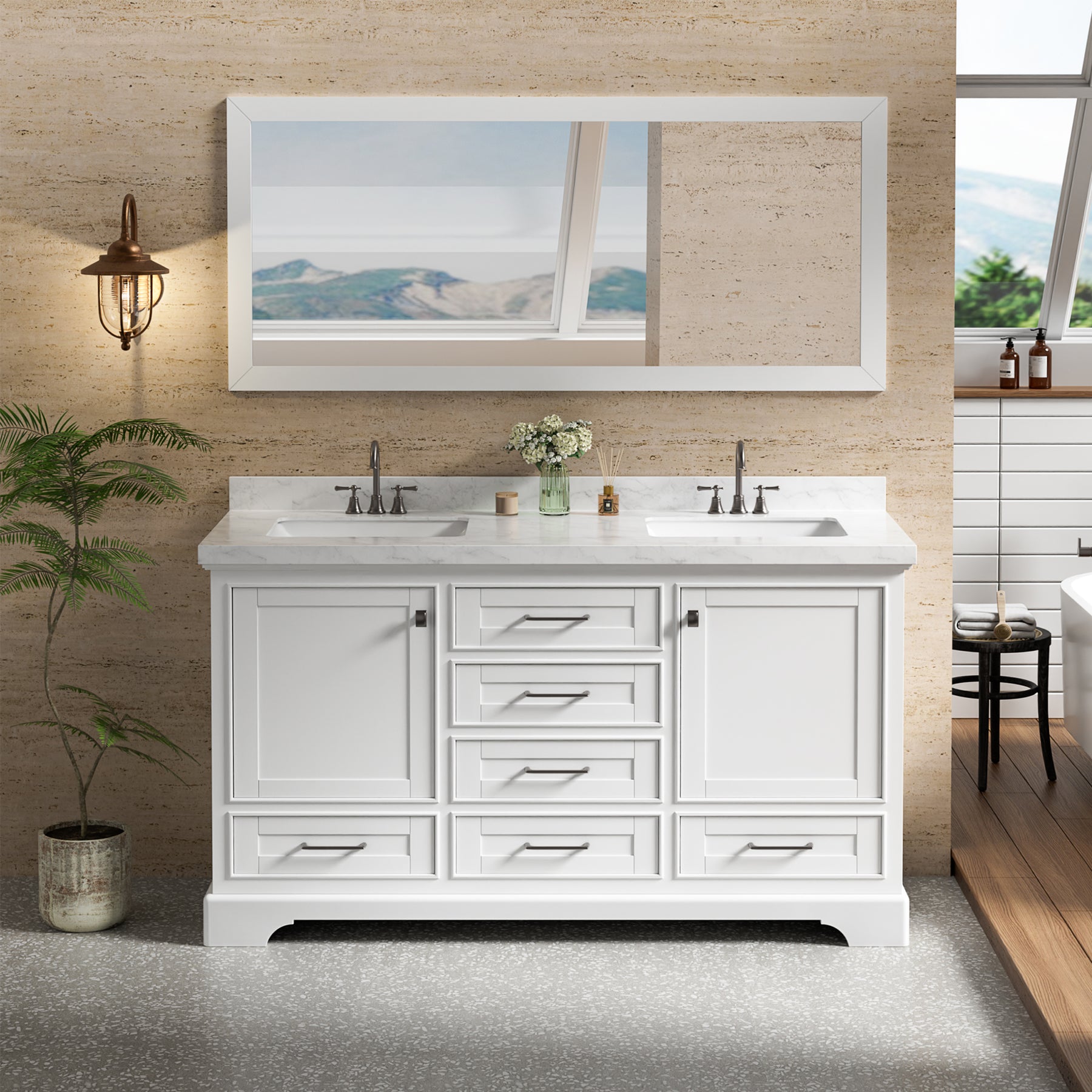 Luxurious 60'' Fully Assembled Bathroom Vanity with Dual Undermount Sink Combo