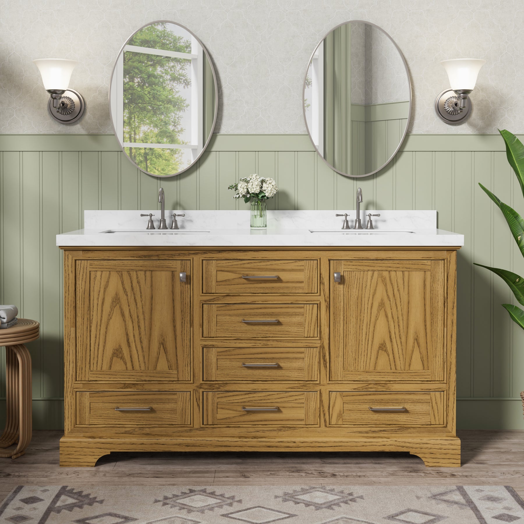 Luxurious 60'' Fully Assembled Bathroom Vanity with Dual Undermount Sink Combo