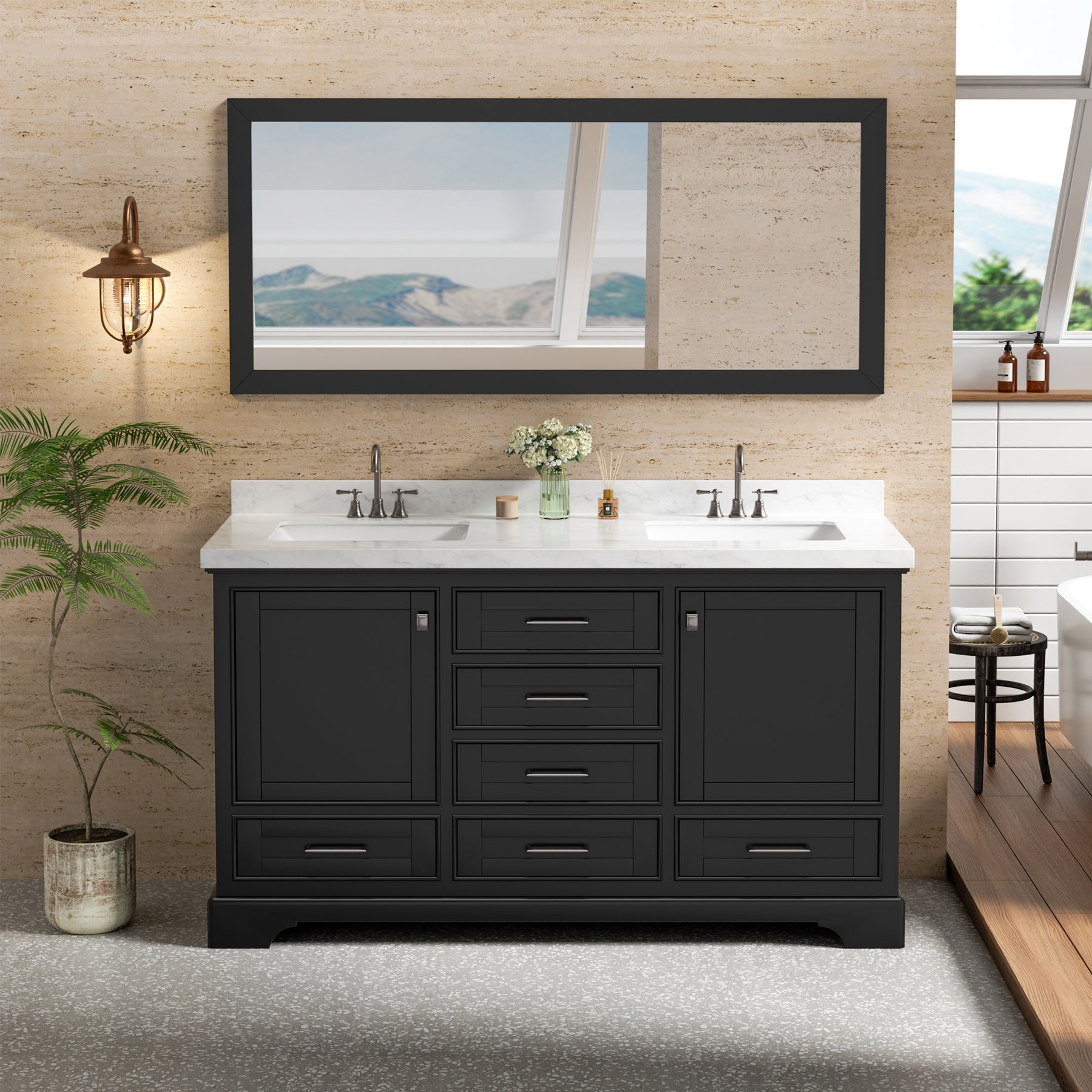 Luxurious 60'' Fully Assembled Bathroom Vanity with Dual Undermount Sink Combo