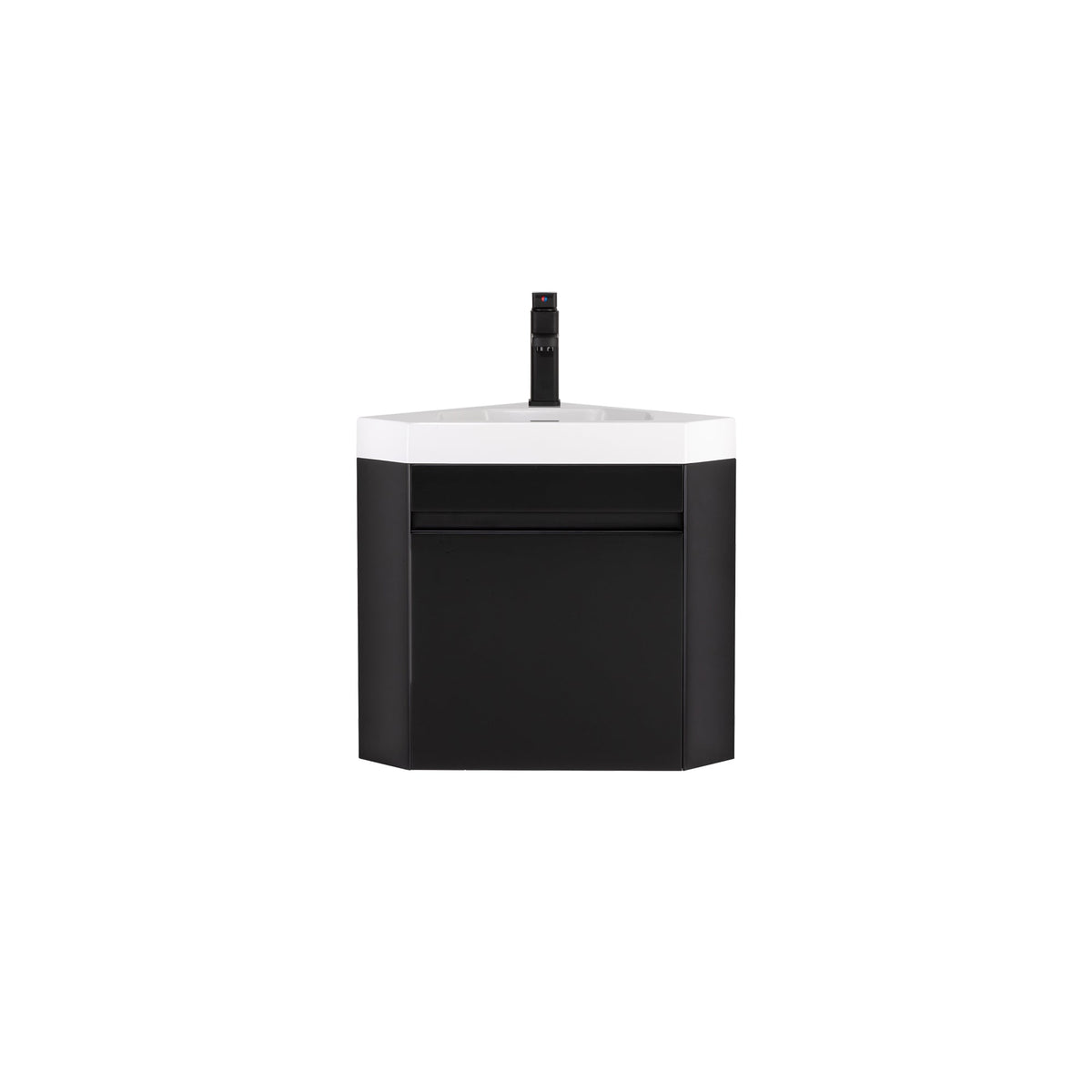 Corner 22’’ Wall Mounted Single Vanity Cabinet with Small Space Decor Black 浴室吊柜