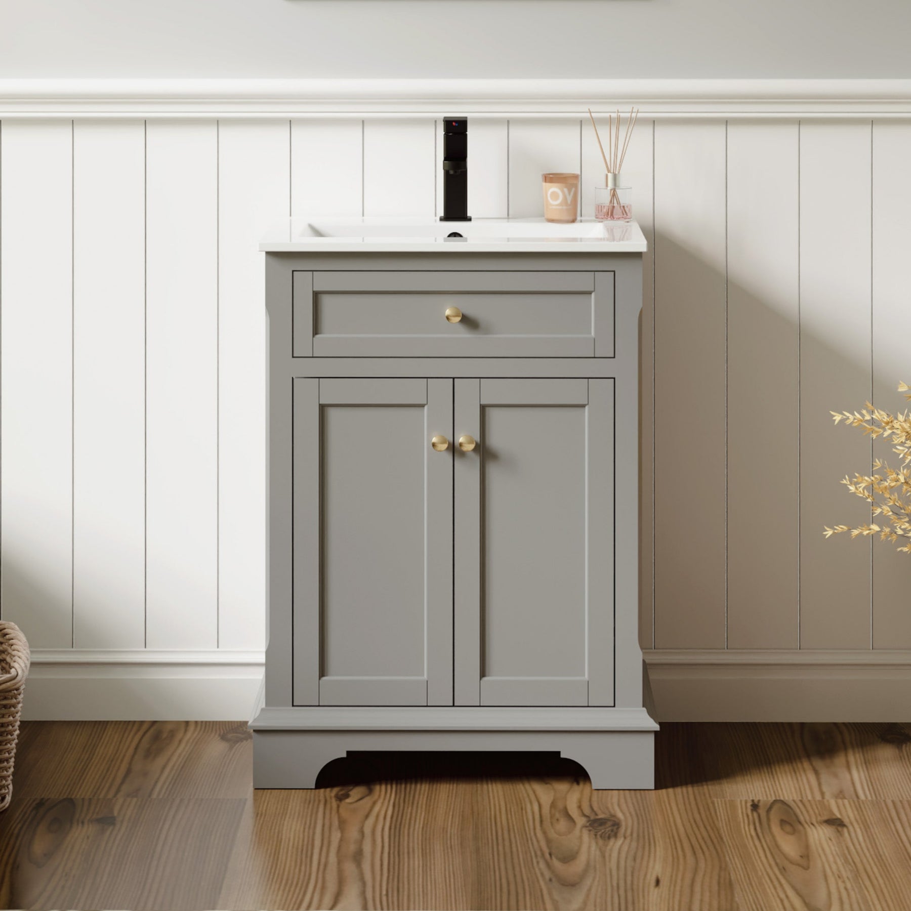 Retro 24" Freestanding Single Vanity Cabinets with Arch Feet