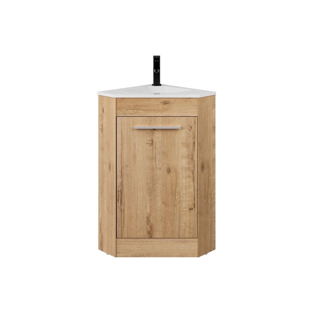 Corner 26’’ Freestanding Single Vanity Cabinets with Small Space Decor Light Walnut 浴室柜