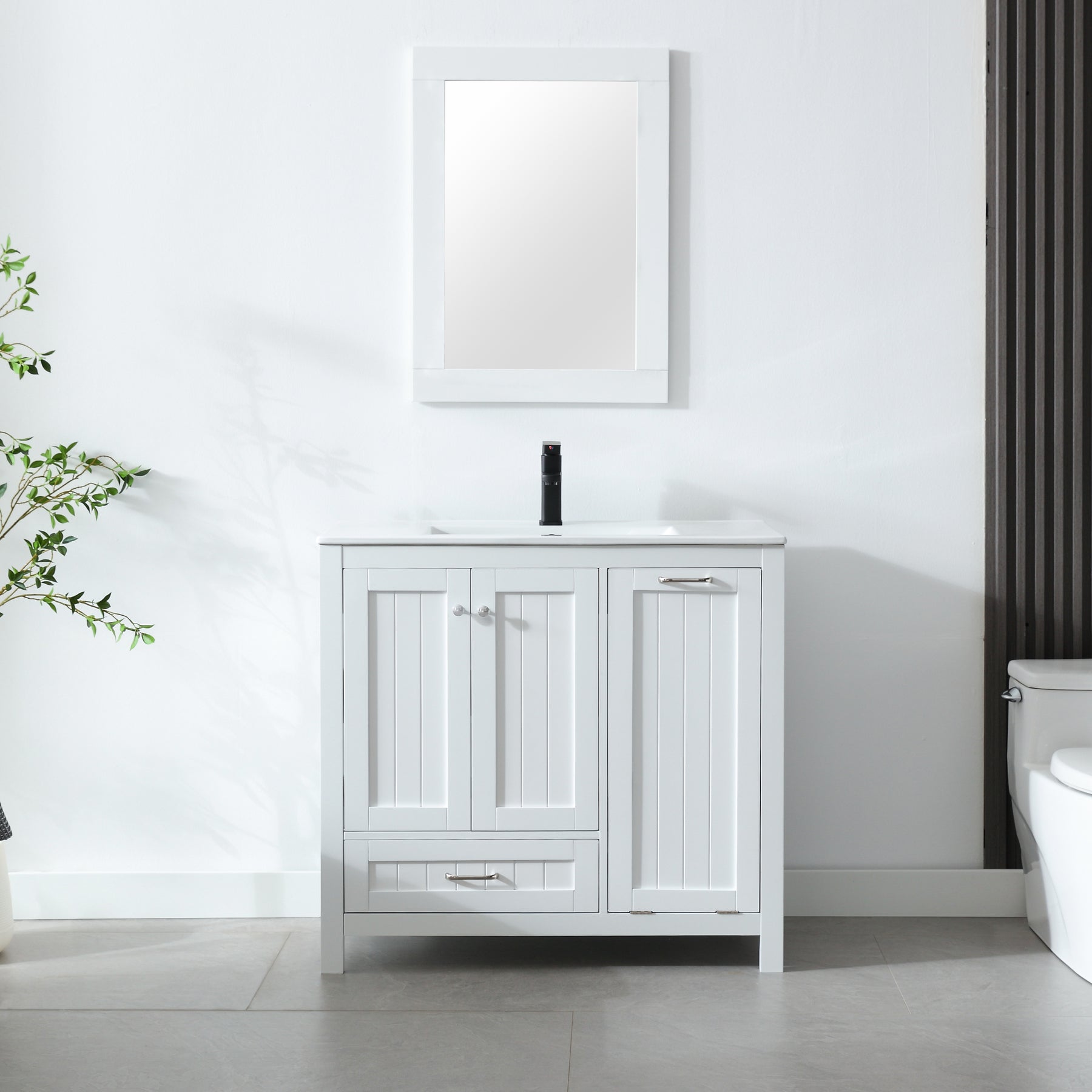 eclife 36" Bathroom Vanity Sink Combo with Laundry Hamper Cabinet
