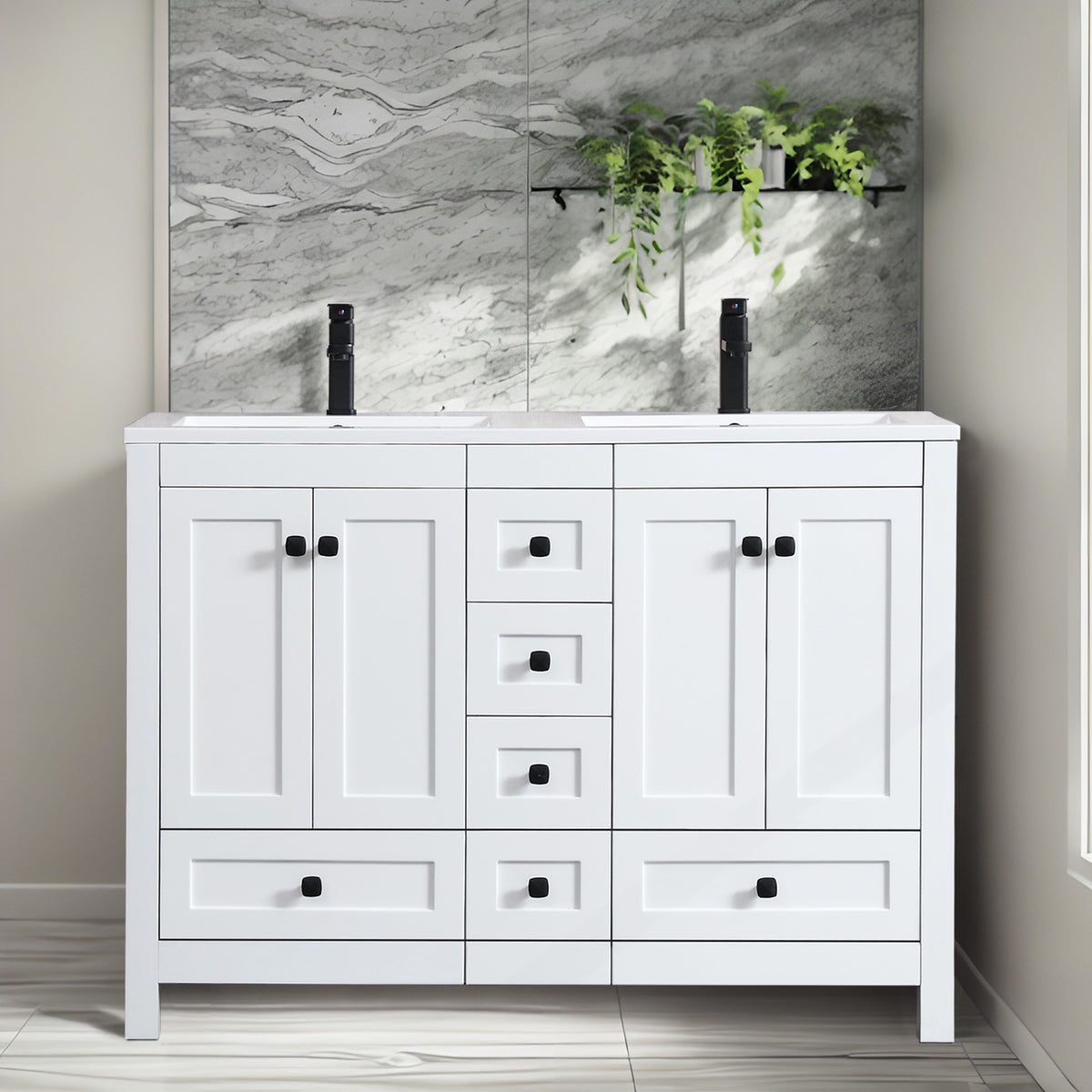 Modern 48" Freestanding Double Vanity Cabinets with Classic Design
