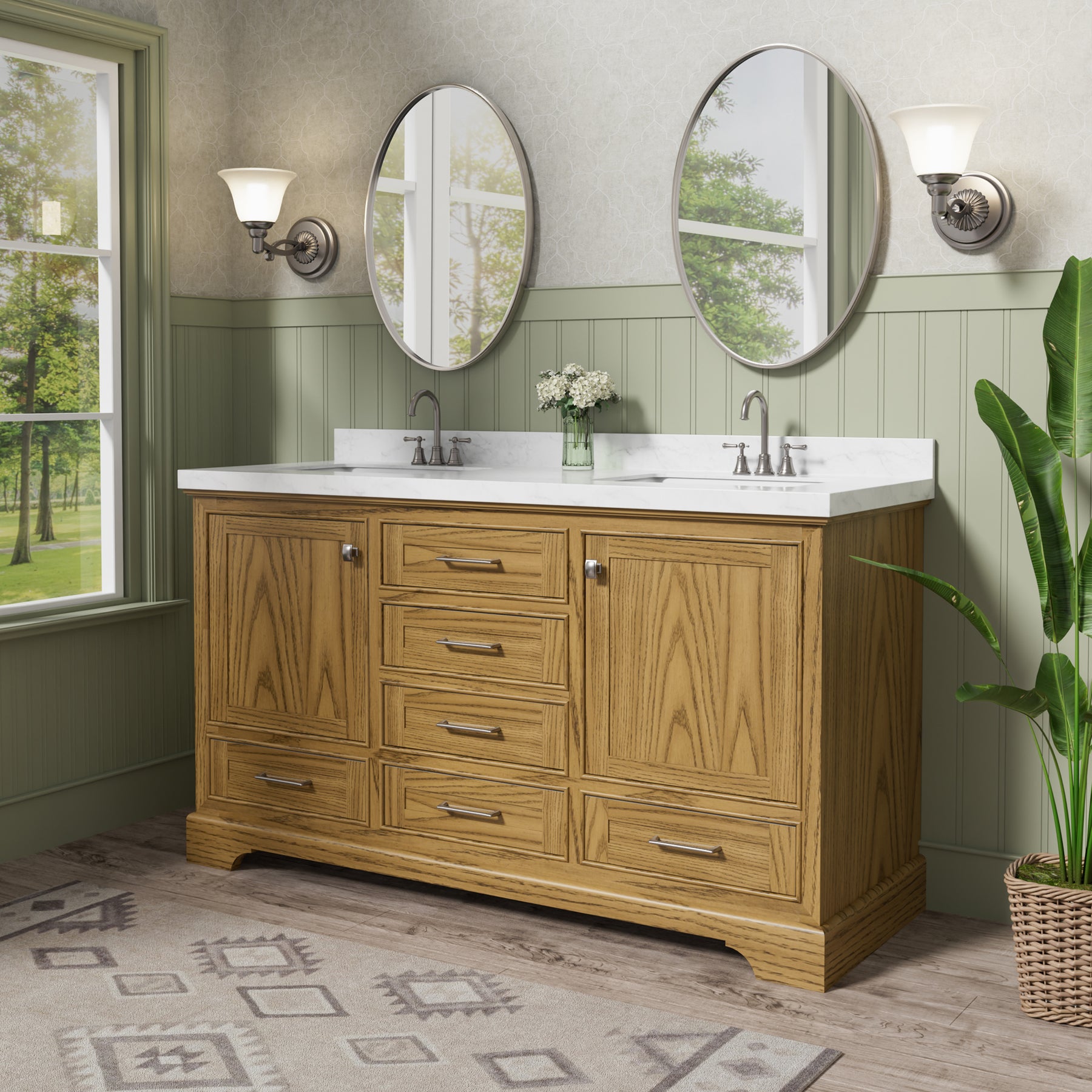 Luxurious 60'' Fully Assembled Bathroom Vanity with Dual Undermount Sink Combo