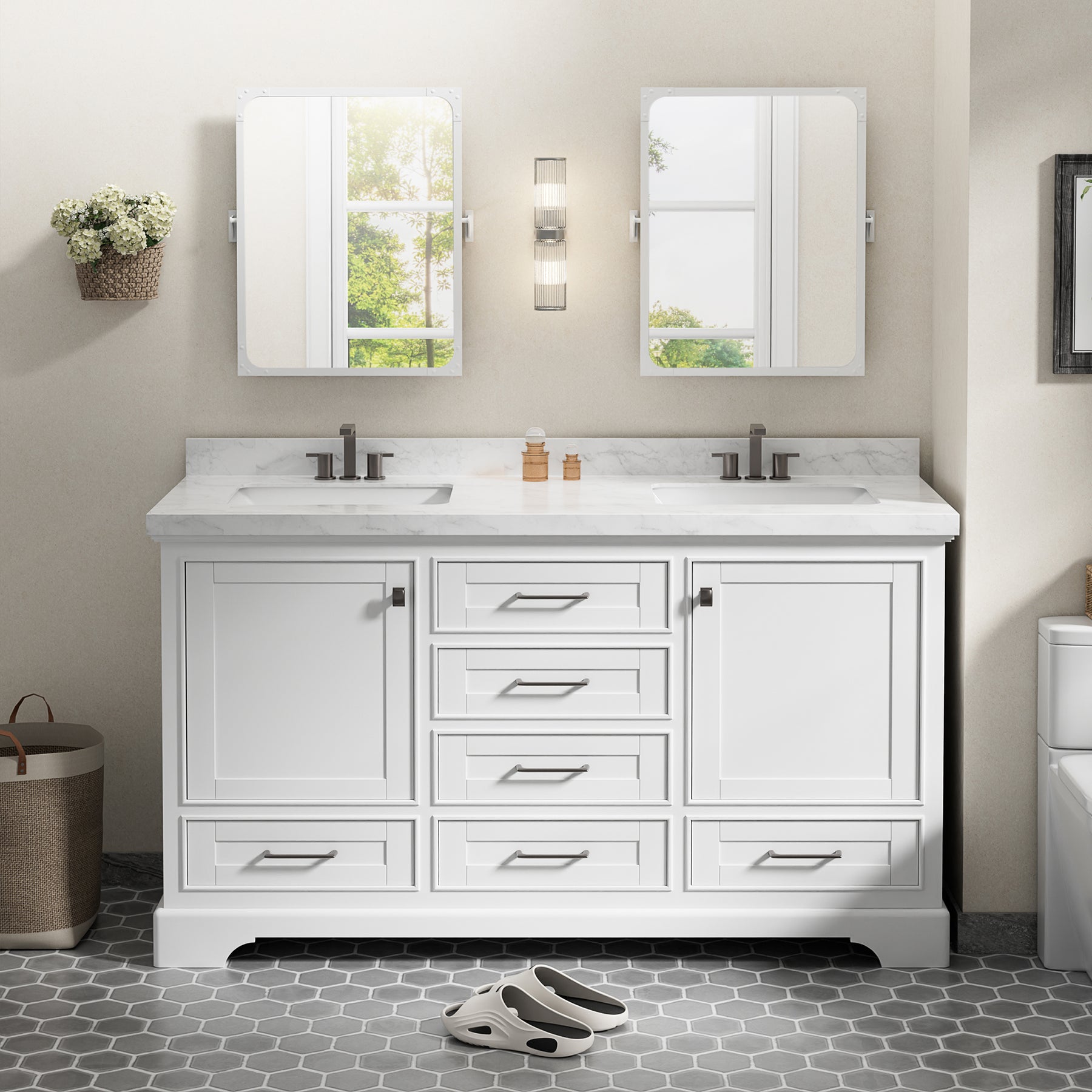 Luxurious 60'' Fully Assembled Bathroom Vanity with Dual Undermount Sink Combo