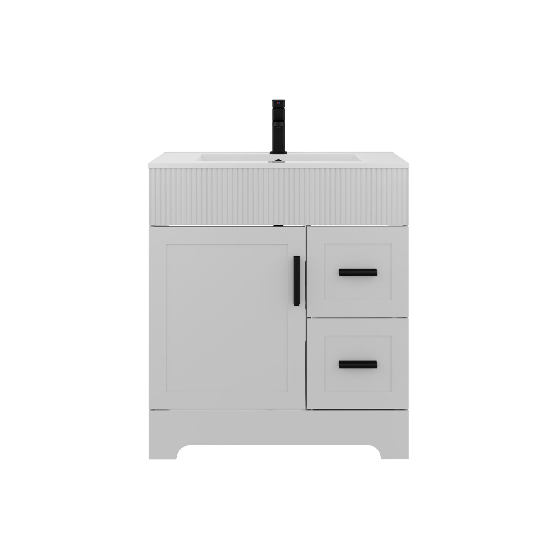 Waterfall 30" Freestanding Single Vanity Cabinets with Decoration Lines