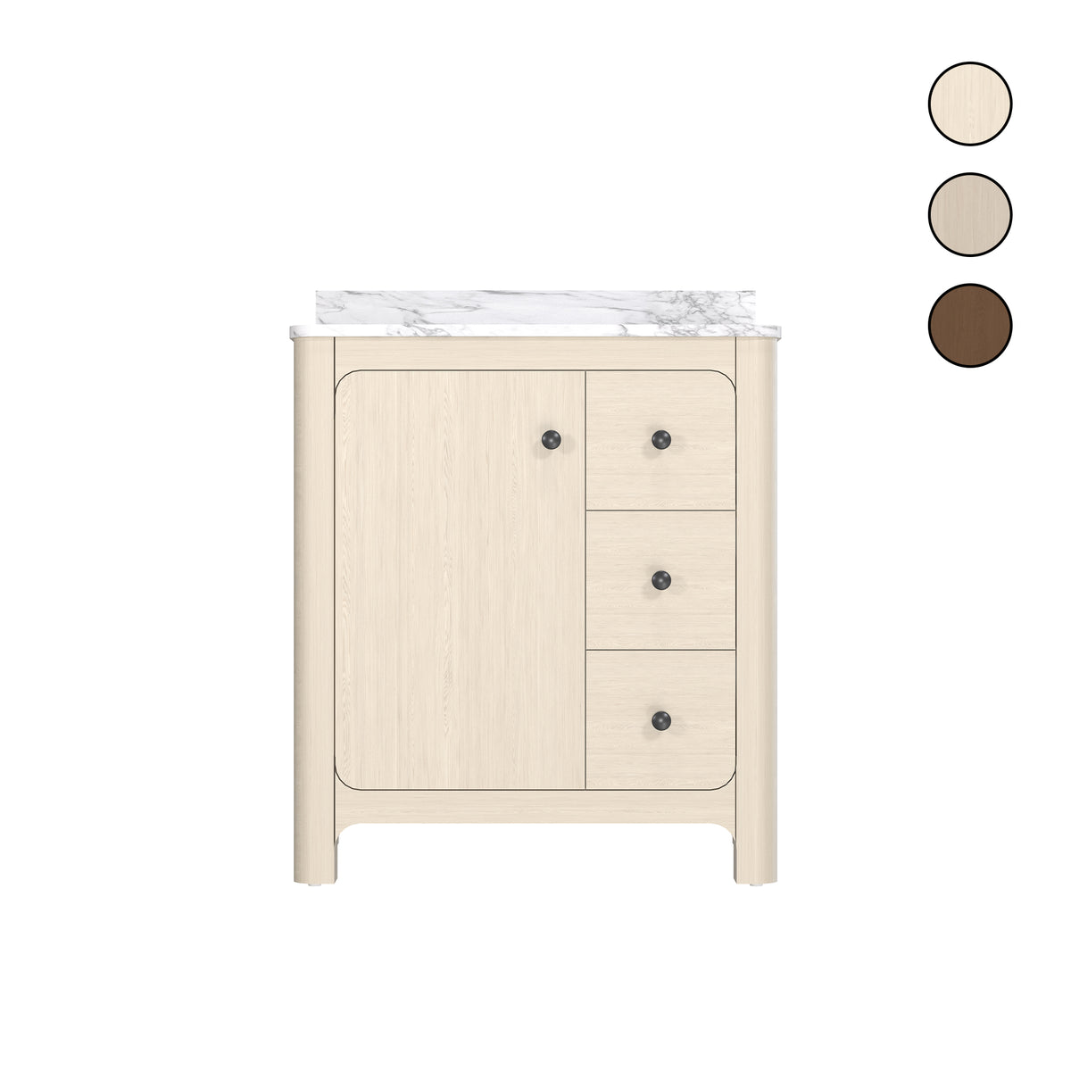 Canyon 30" Freestanding Single Sink Bathroom Vanity with Curved Design