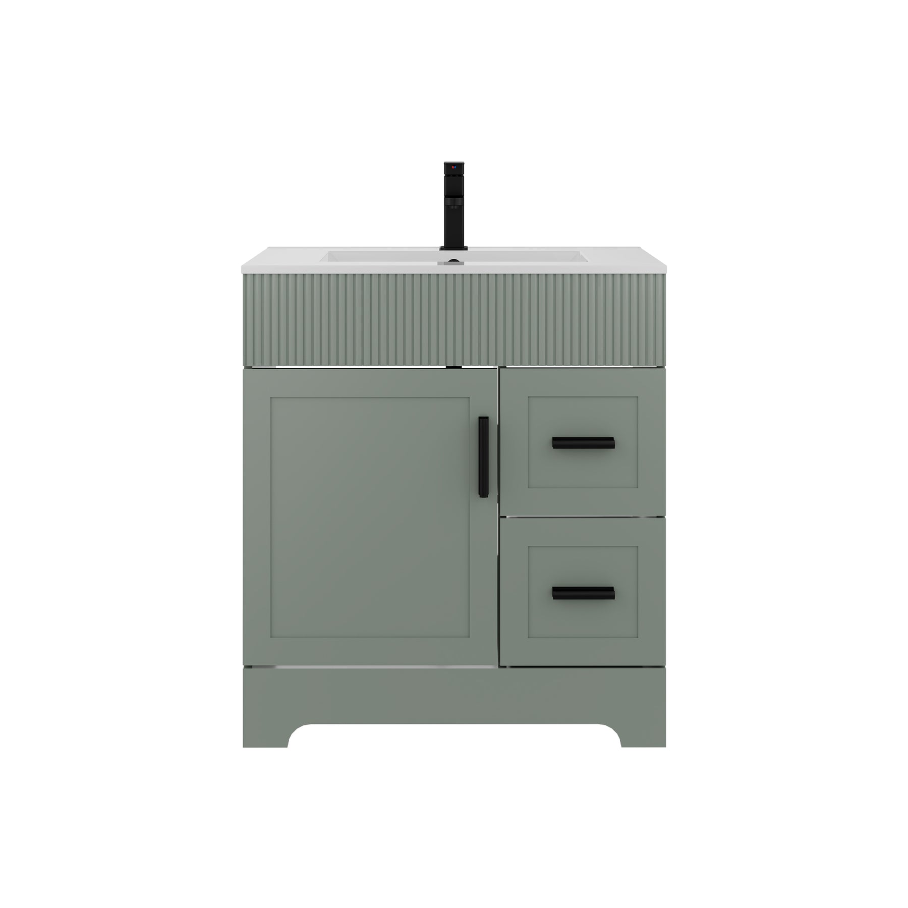 Waterfall 30" Freestanding Single Vanity Cabinets with Decoration Lines