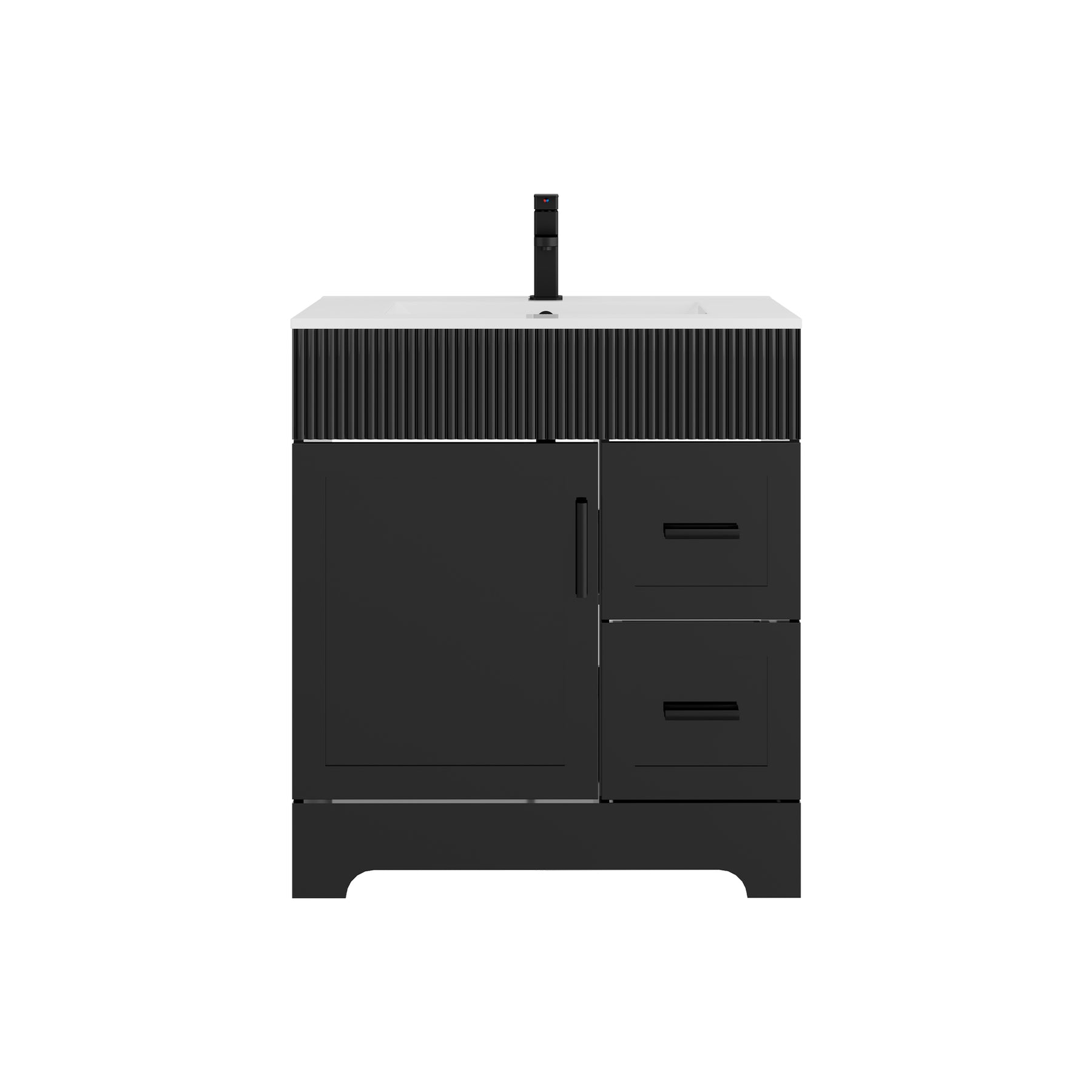Waterfall 30" Freestanding Single Vanity Cabinets with Decoration Lines