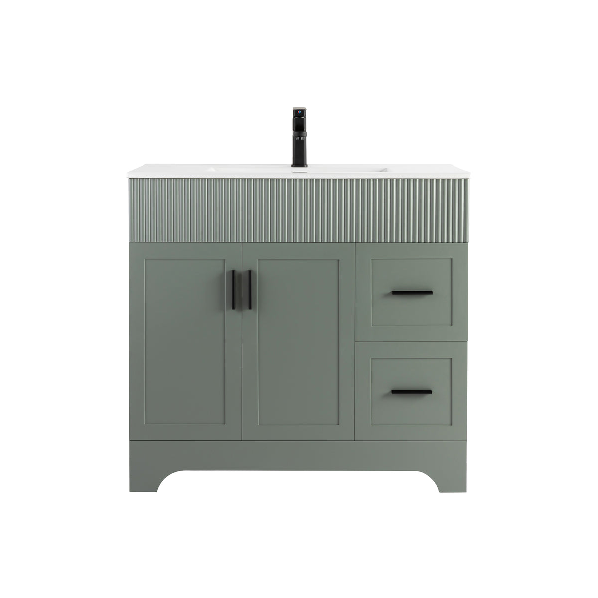 Waterfall  36" Freestanding Single Vanity Cabinets with Decoration Lines