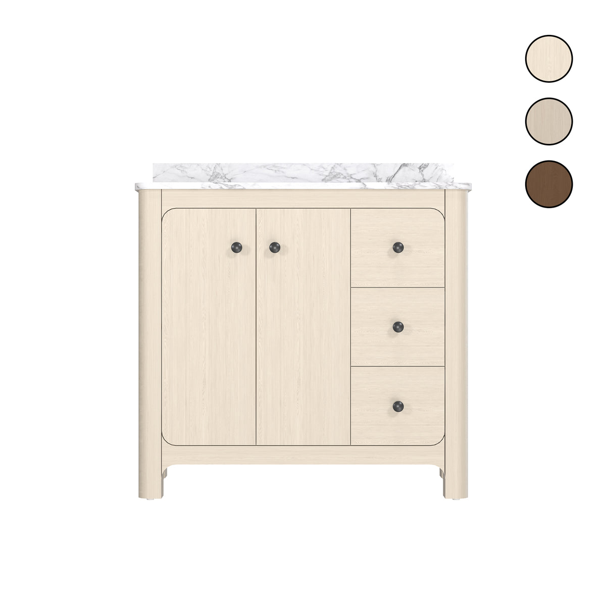 Canyon 36" Freestanding Single Sink Bathroom Vanity with Curved Design