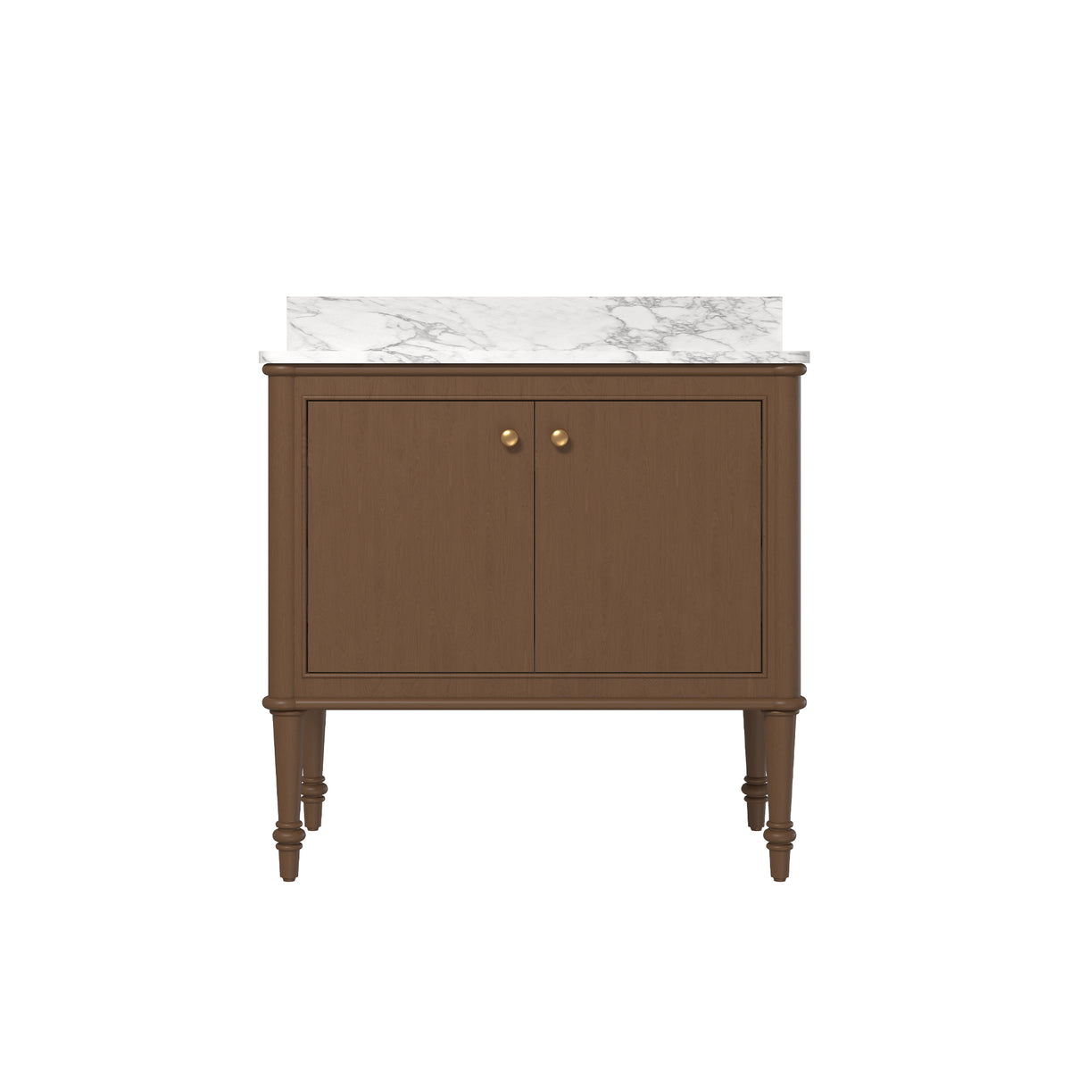 Verve 36" Freestanding Single Vanity – Bath Cabinet with Solid Wood, Artificial Stone Top (2 Doors, Assembled)