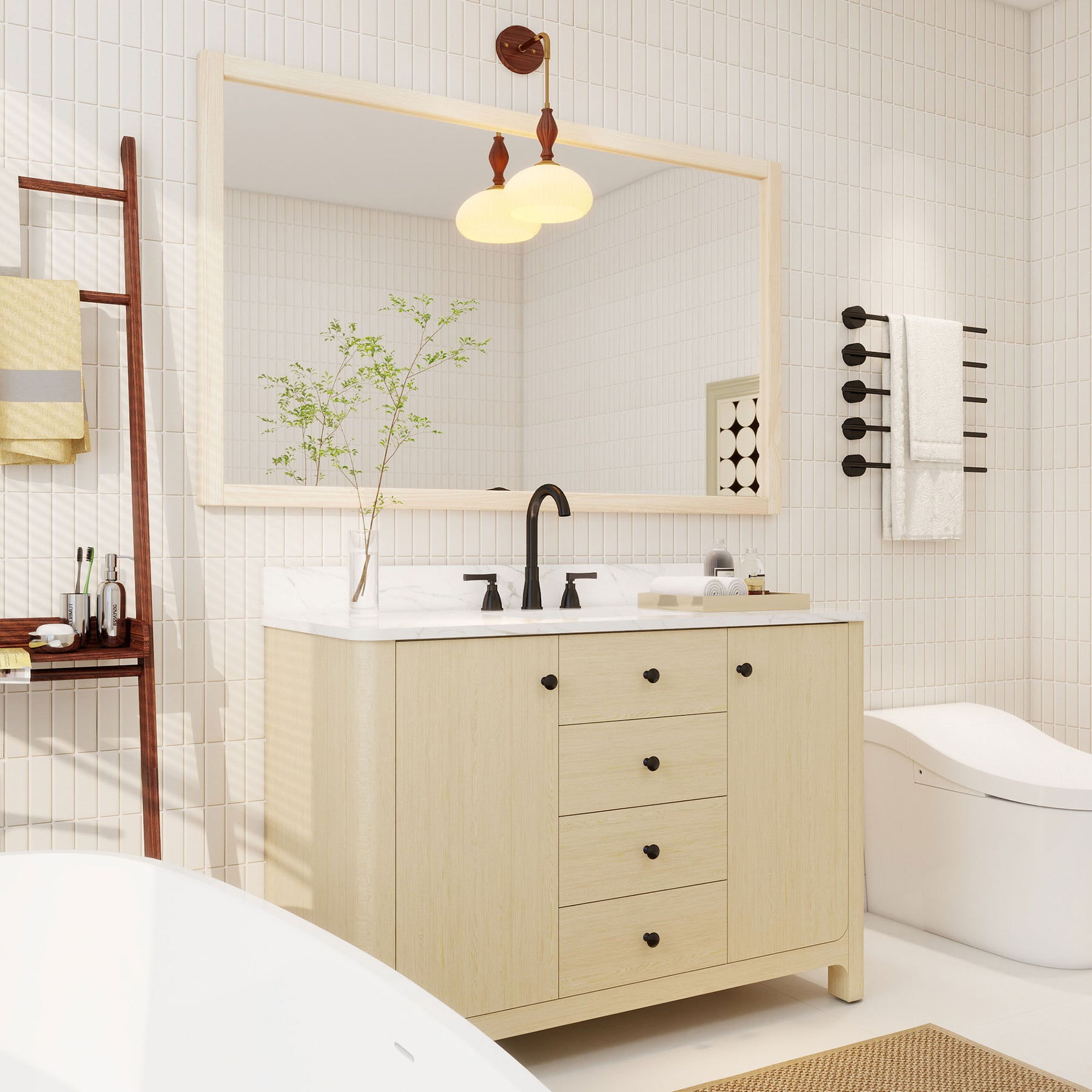 Canyon 48" Freestanding Single Vanity Cabinets with Curved Design