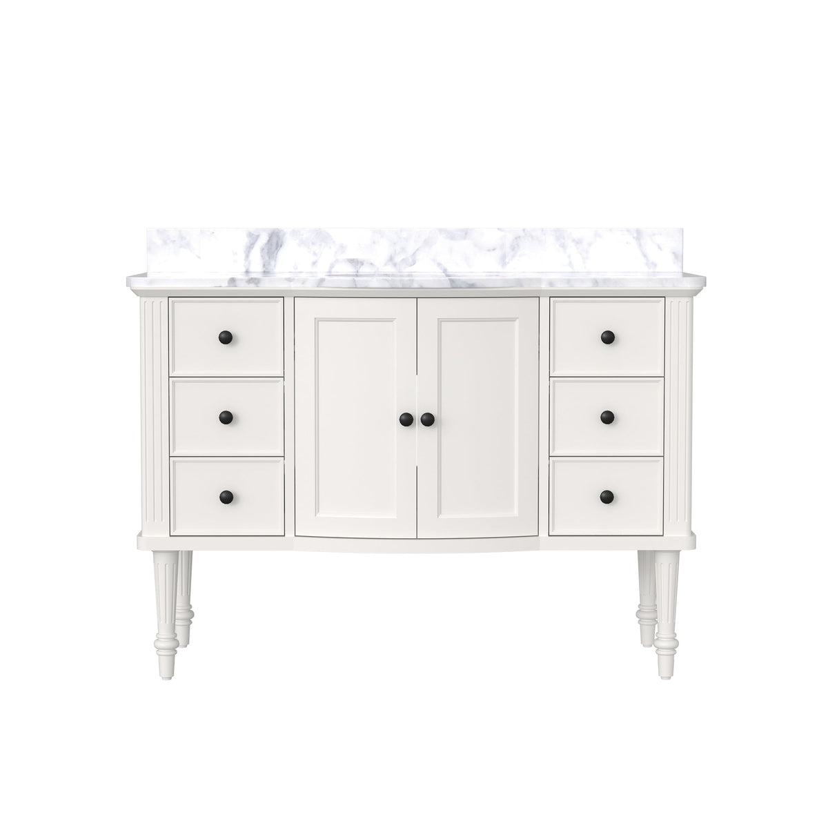 Elara 48’’ Freestanding Single Vanity Cabinets with Solid Wood Legs Lvory White 浴室柜