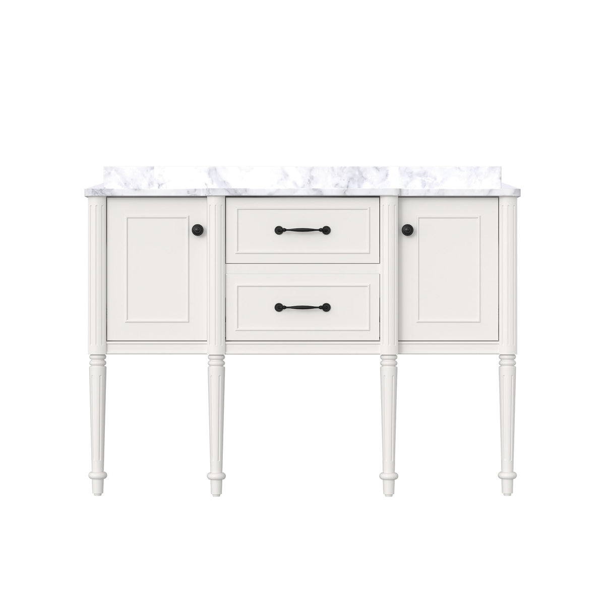 Modish 48’’ Wall Mounted Single Vanity Cabinets with Solid Wood Legs Lvory White 浴室柜