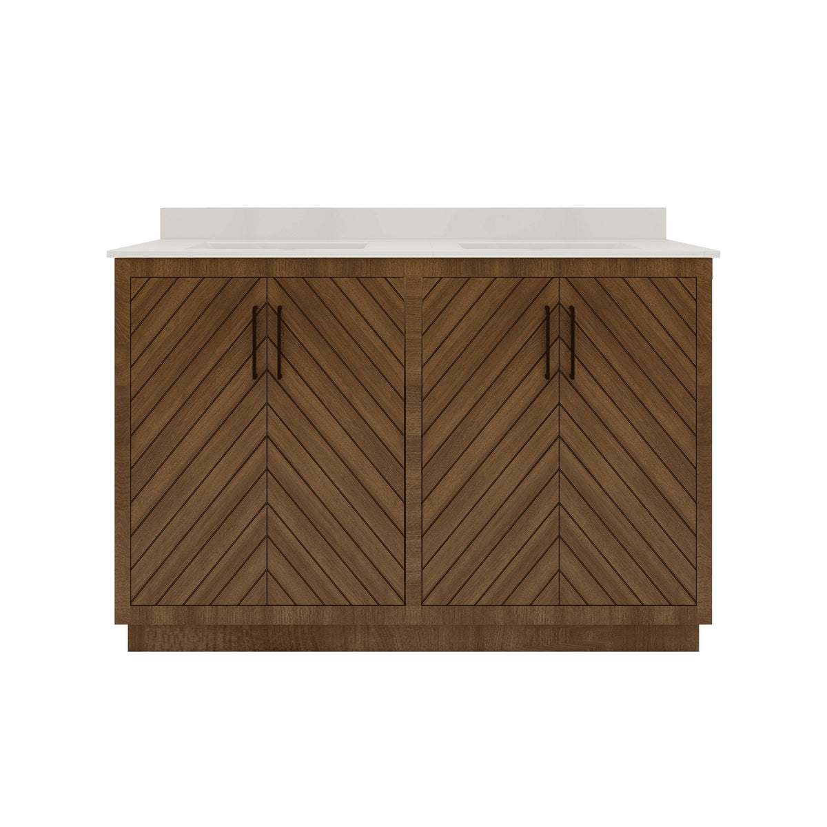 Zoom 48’’ Freestanding Double Vanity Cabinets with Chevron Pattern Dark Walnut 浴室柜