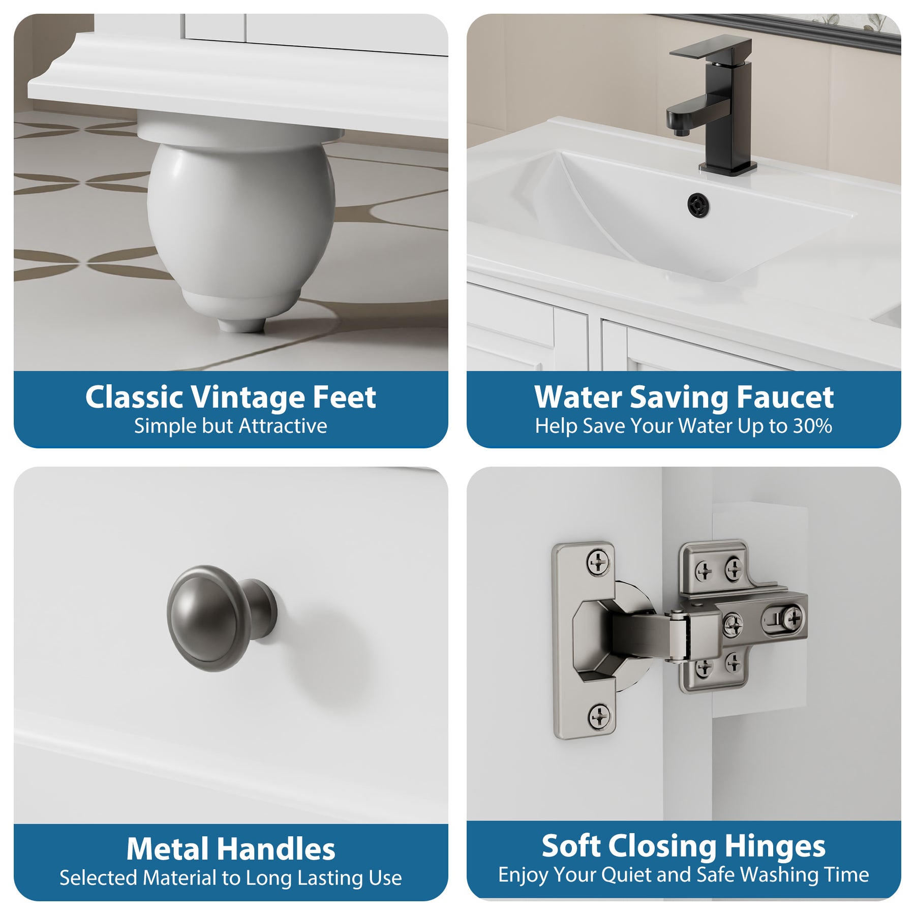 Retro 48" Freestanding Double Vanity Cabinets with Vintage Feet