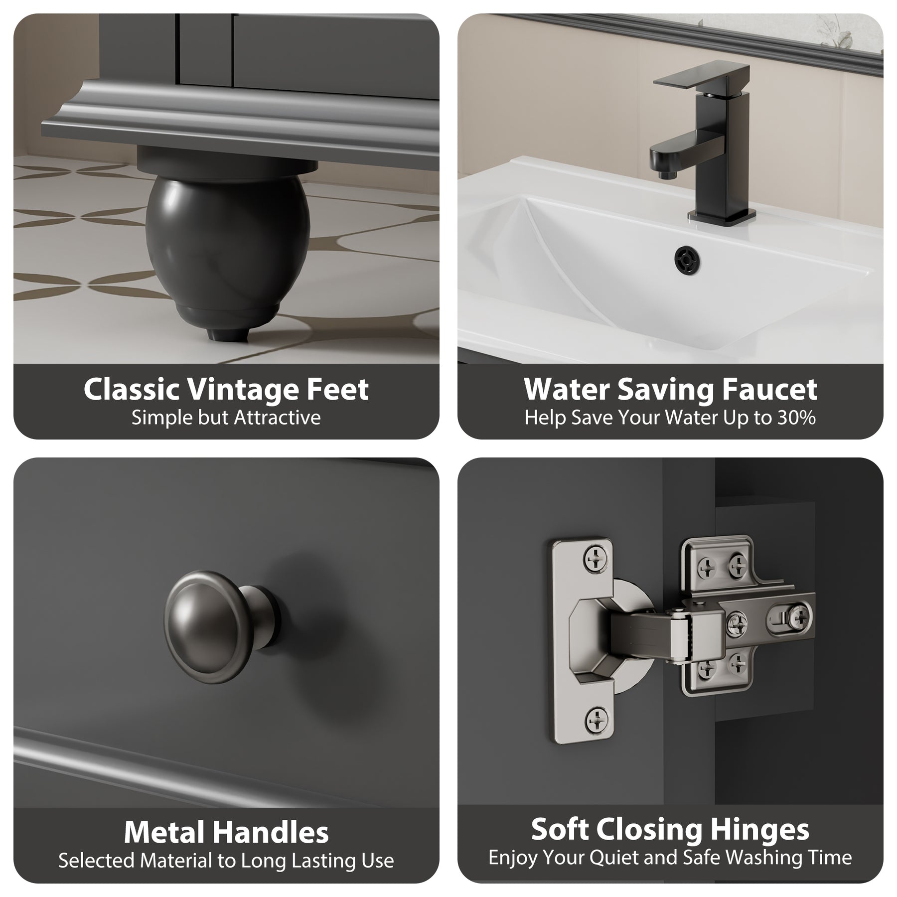 Retro 48" Freestanding Double Vanity Cabinets with Vintage Feet