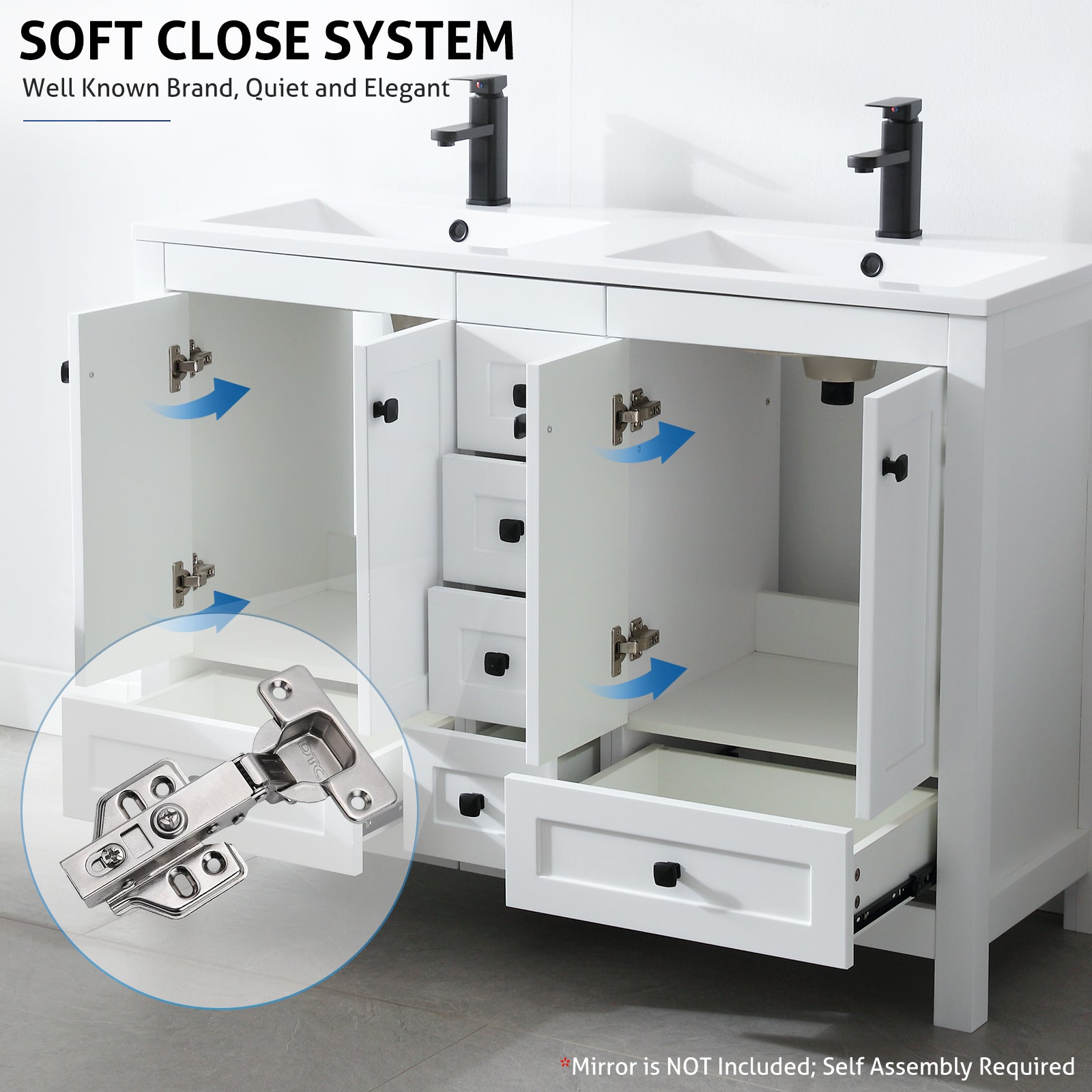 Modern 48" Freestanding Double Vanity Cabinets with Classic Design