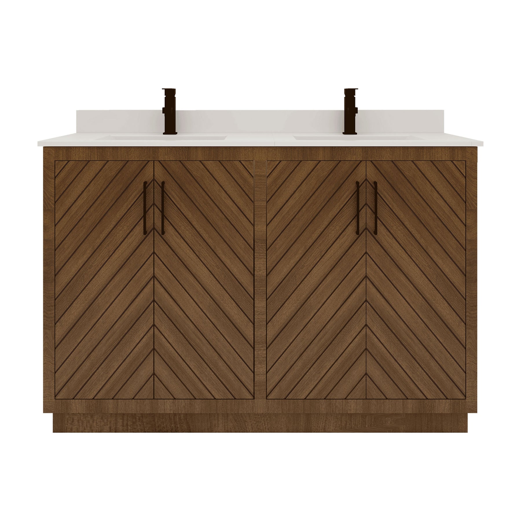 Zoom 48" Freestanding Double Vanity Cabinets with Chevron Pattern