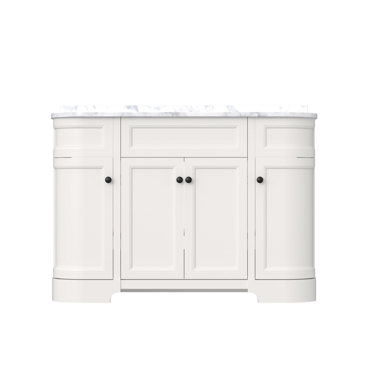 Opuluxe 48’’ Freestanding Single Vanity Cabinets with Curved Design Lvory White 浴室柜