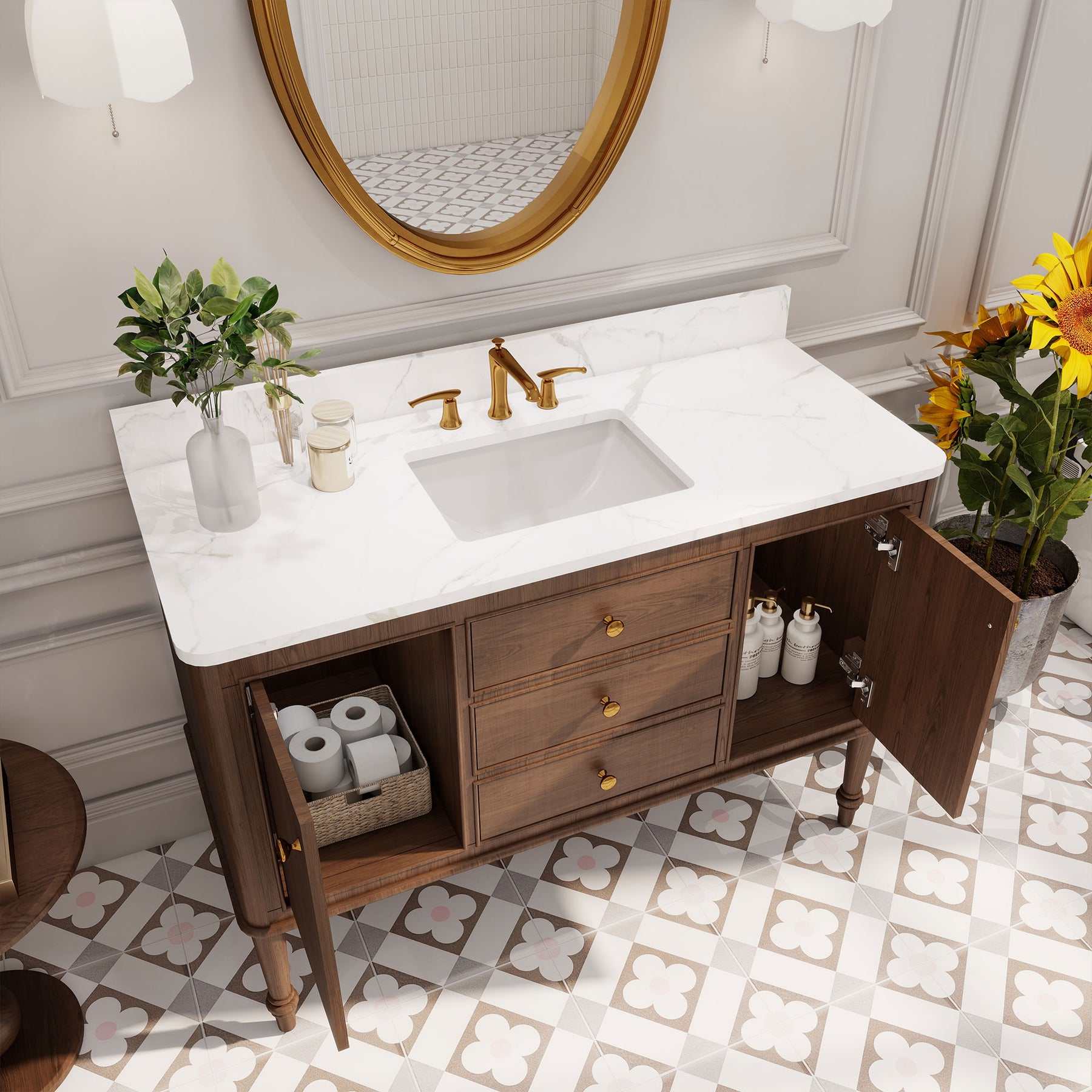 Verve 48" Freestanding Single Vanity Cabinets with Wall Mounted Options