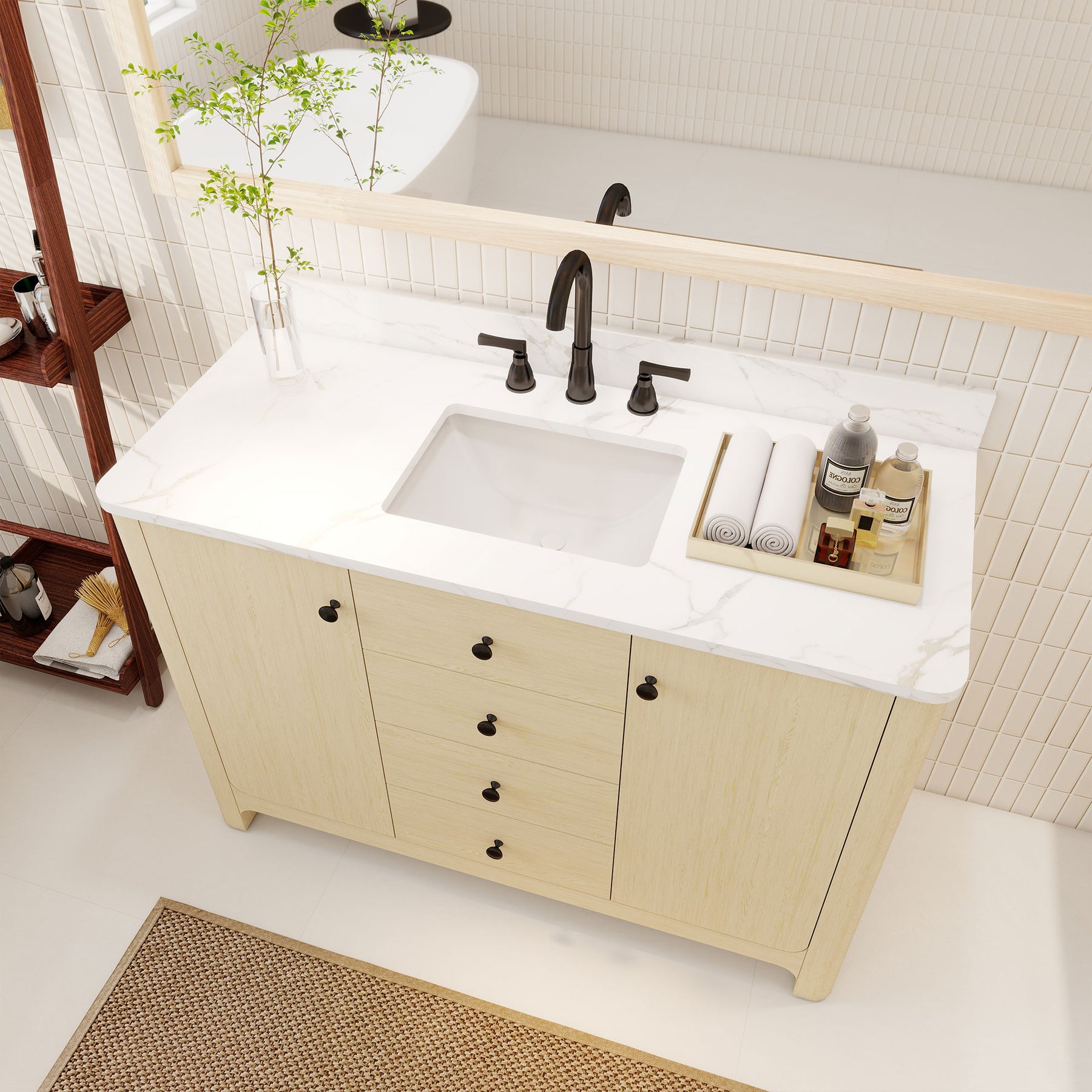 Canyon 48" Freestanding Single Vanity Cabinets with Curved Design