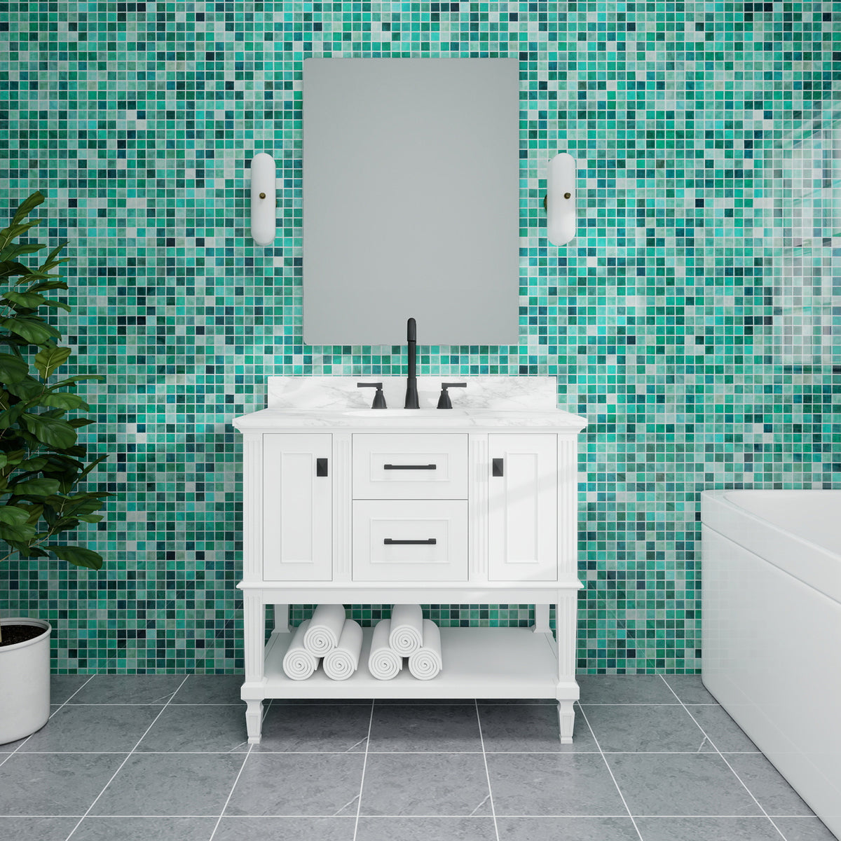 Bosun 36" Freestanding Single Vanity Cabinet with Reliable Storage & Solid Frame