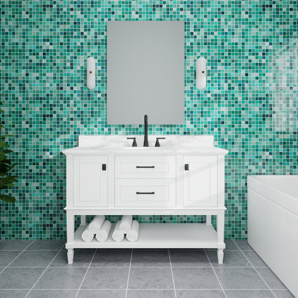 Bosun 48" Freestanding Single Vanity Cabinet with Reliable Storage & Solid Frame