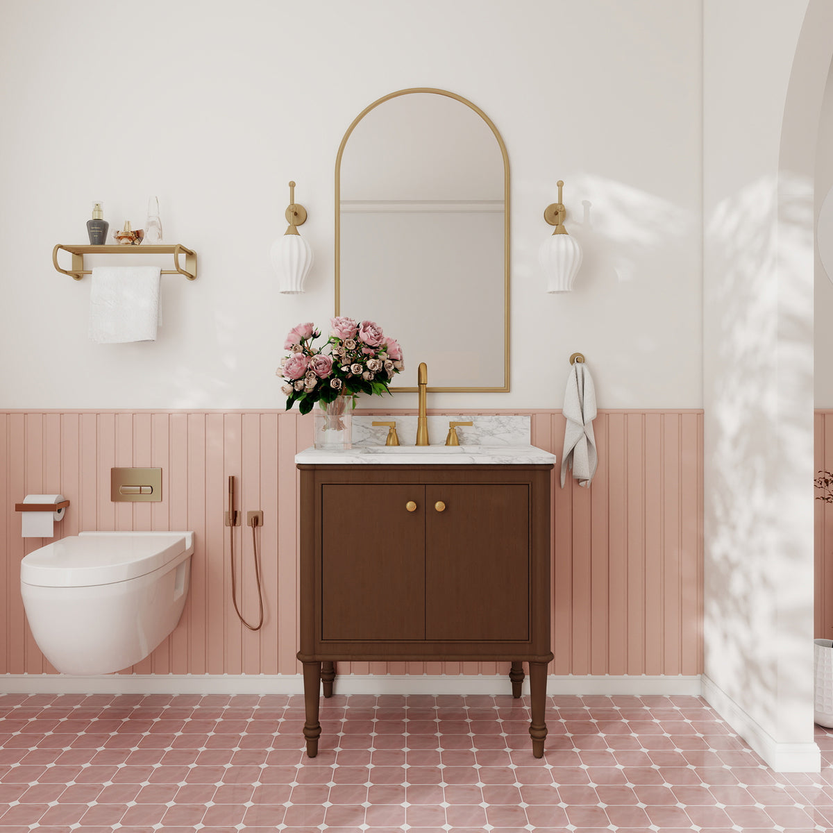 Verve 30" Freestanding Single Vanity – Bath Cabinet with Solid Wood, Artificial Stone Top (2 Doors, Assembled)