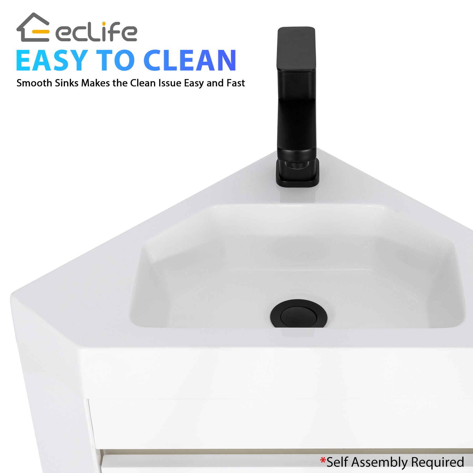 Corner 22" Wall Mounted Single Vanity Cabinet with Small Space Decor